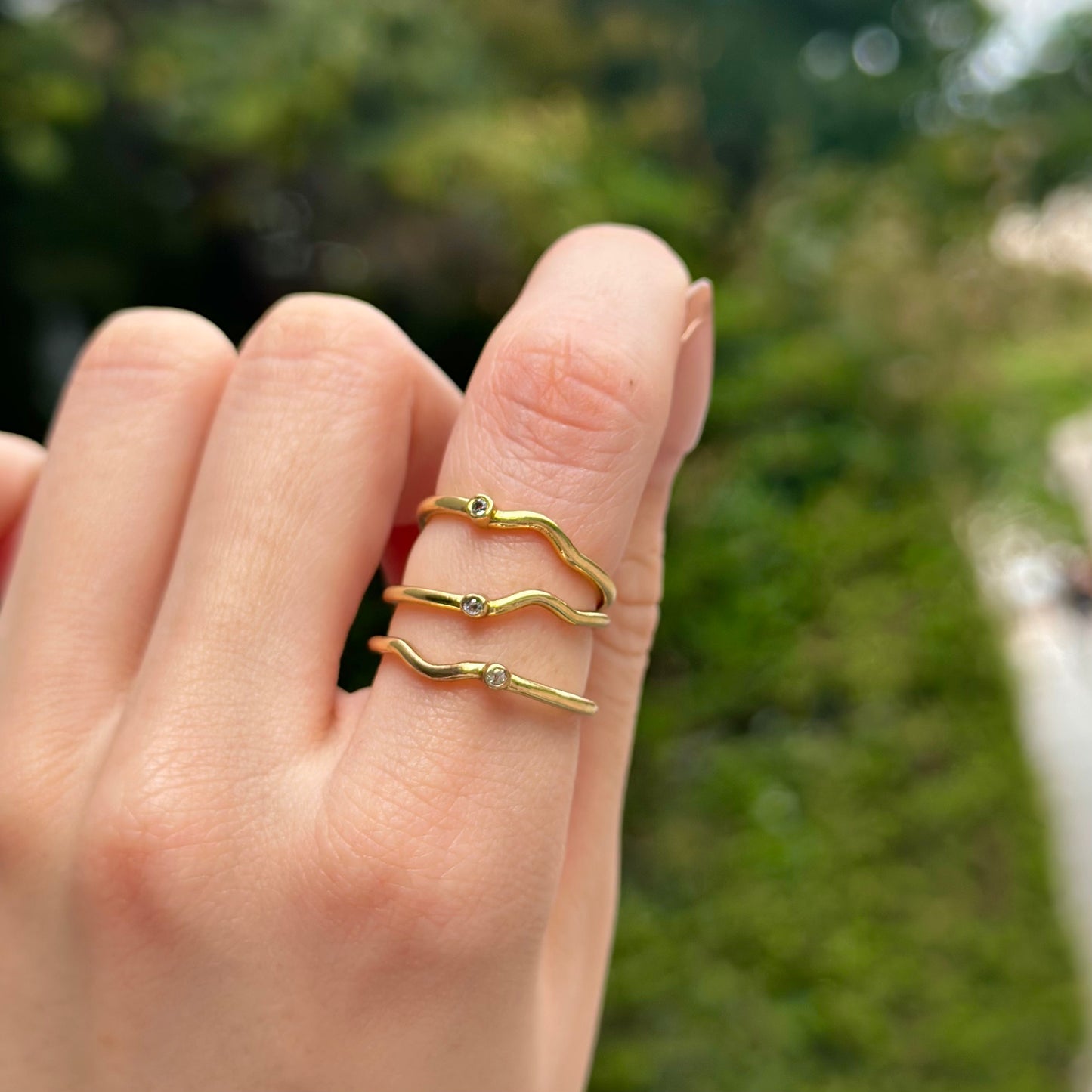 Brass petit wave ring