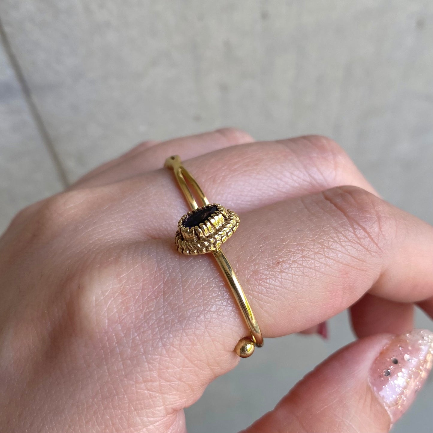 Brass petit ring〈blue1〉