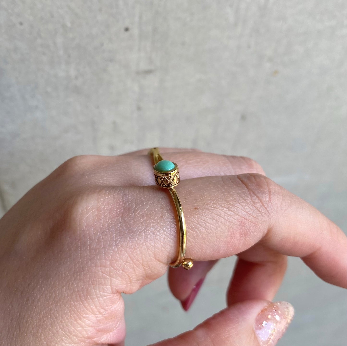 Brass petit ring〈green〉