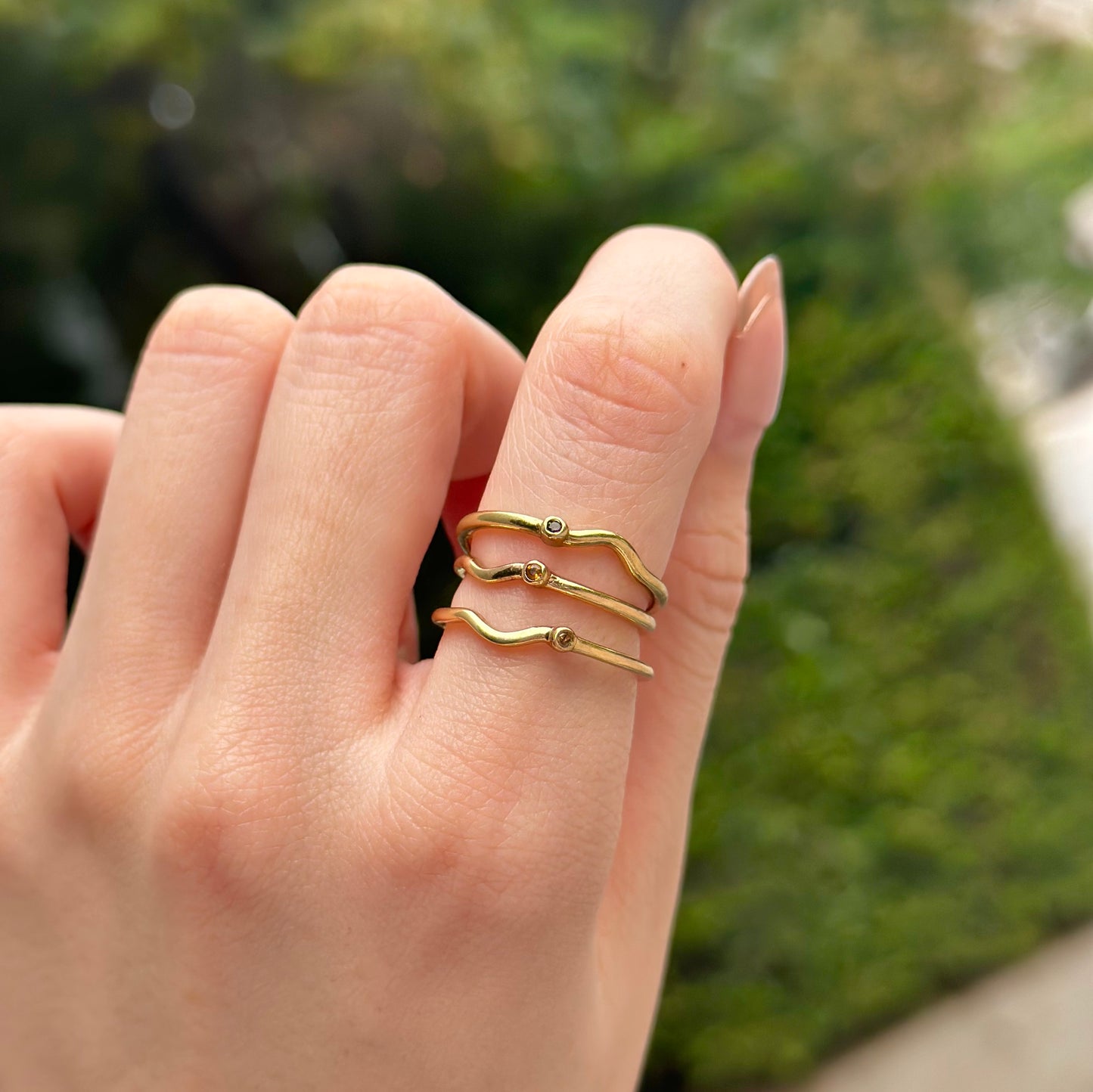 Brass petit wave ring