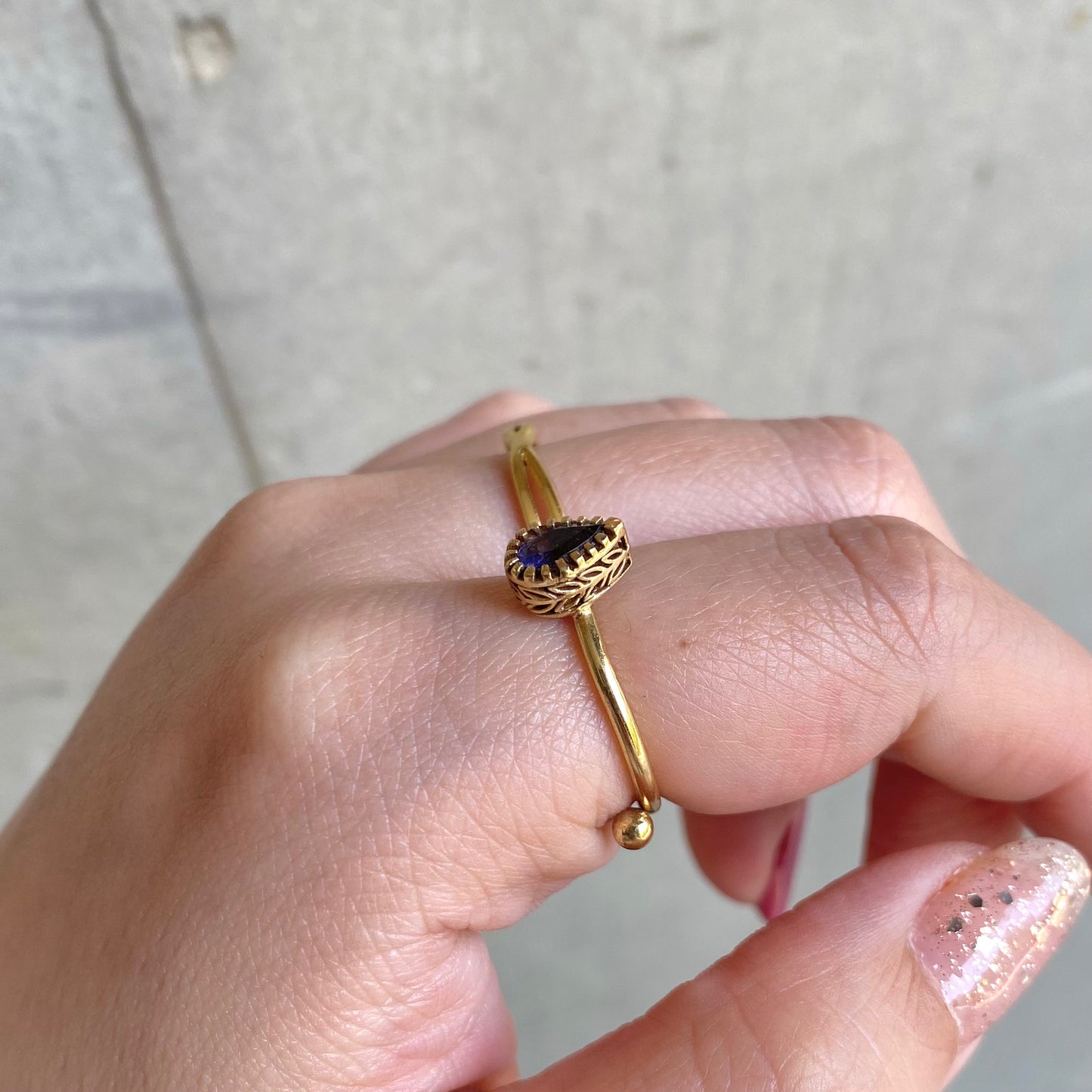 Brass petit ring〈blue1〉