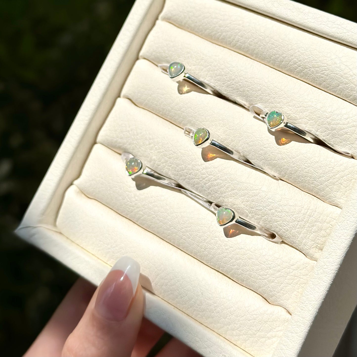 Silver925 heart opal ring 2