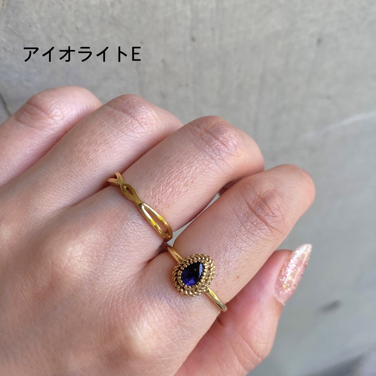 Brass petit ring〈blue1〉
