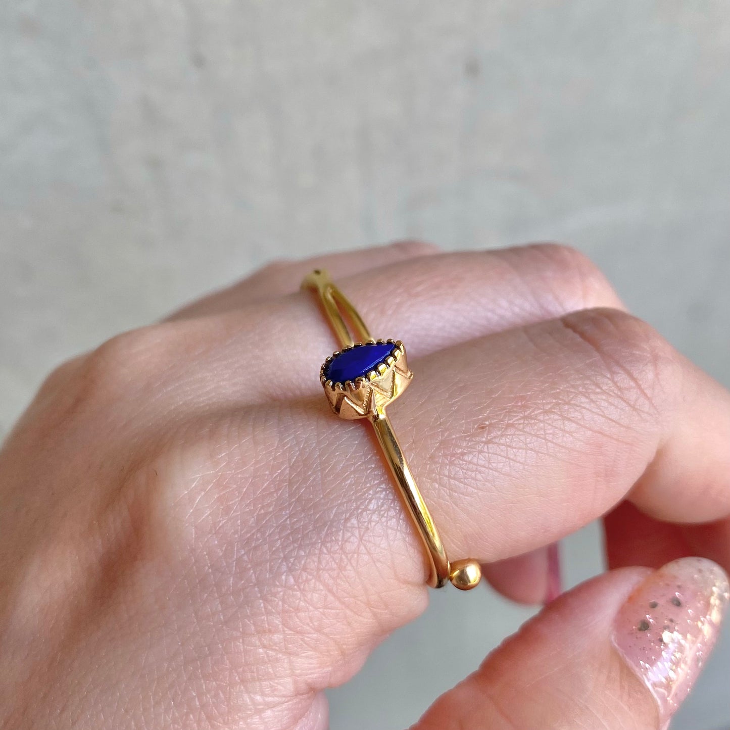 Brass petit ring〈blue2〉