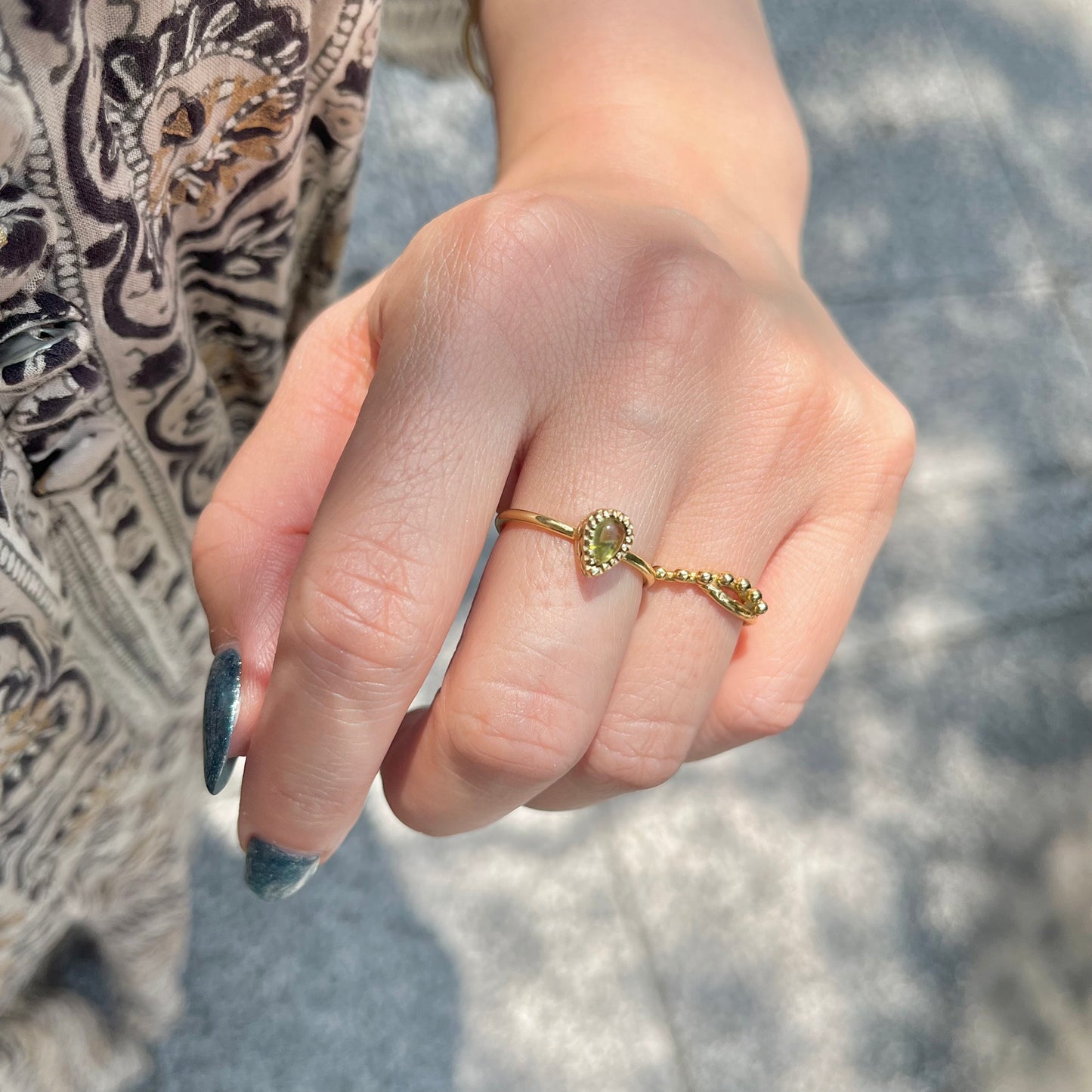 Brass petit ring〈drop〉