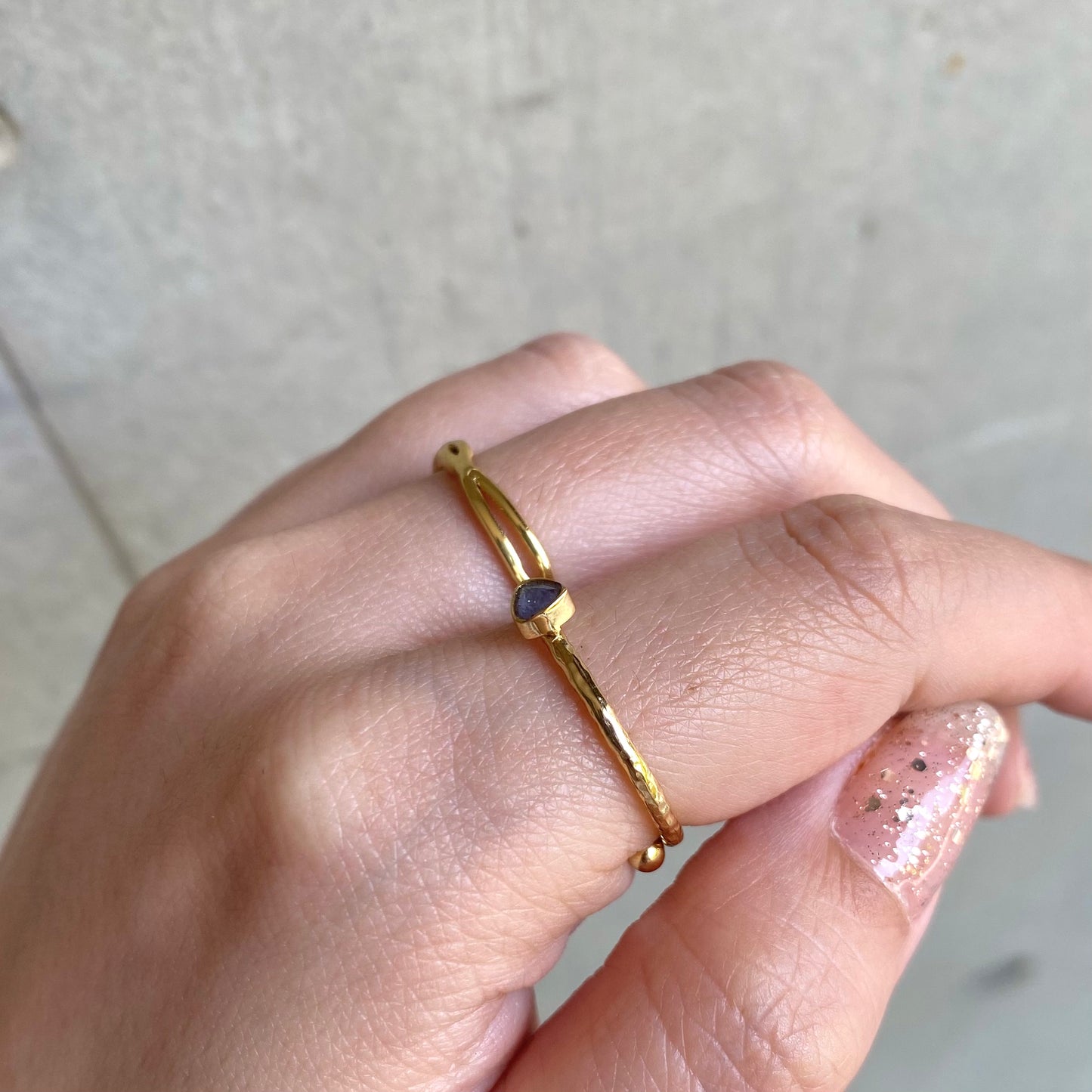 Brass petit ring〈blue1〉