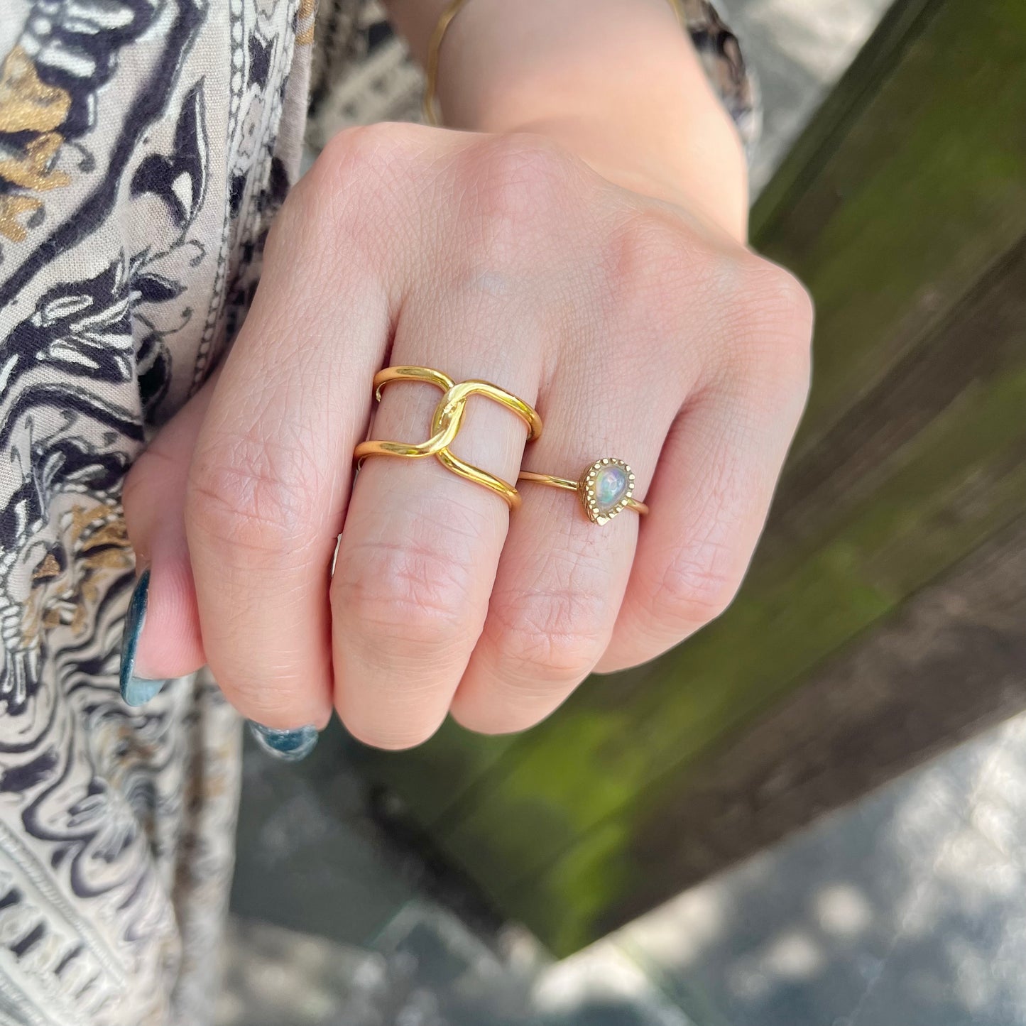 Brass petit ring〈drop〉