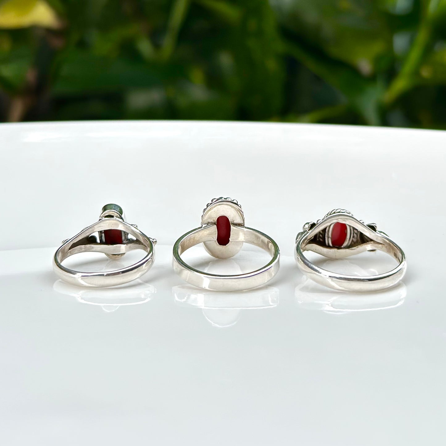 Italy red coral design ring
