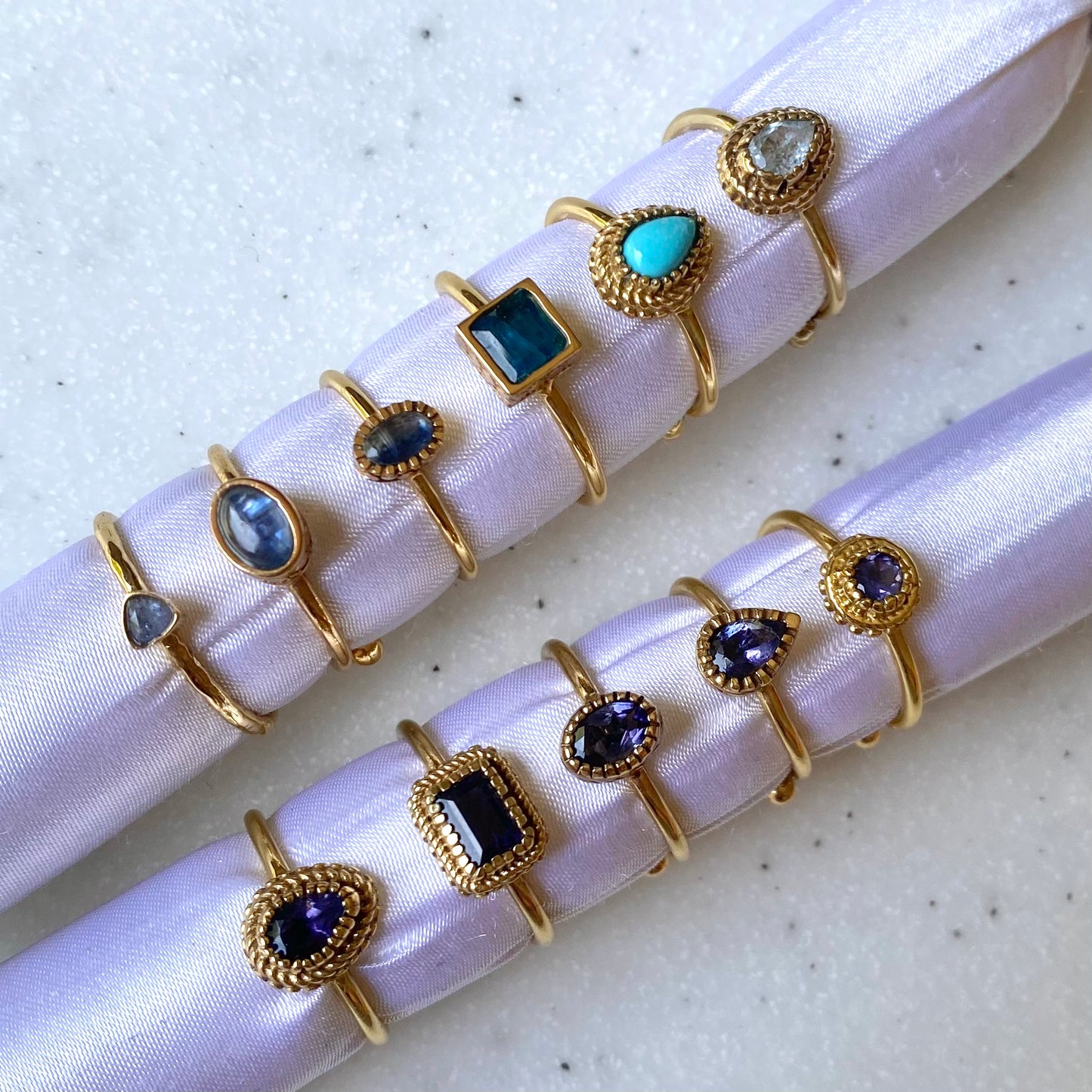 Brass petit ring〈blue1〉