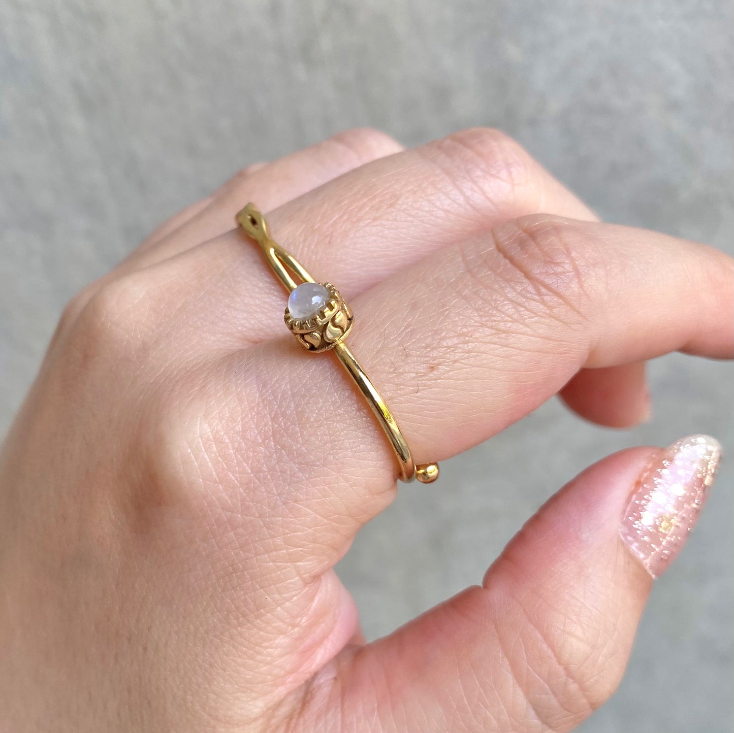 Brass petit ring 〈white/clear〉