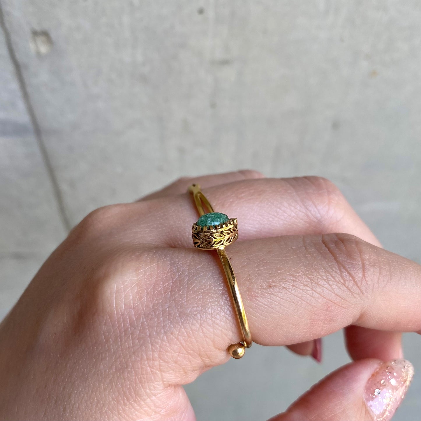 Brass petit ring〈green〉