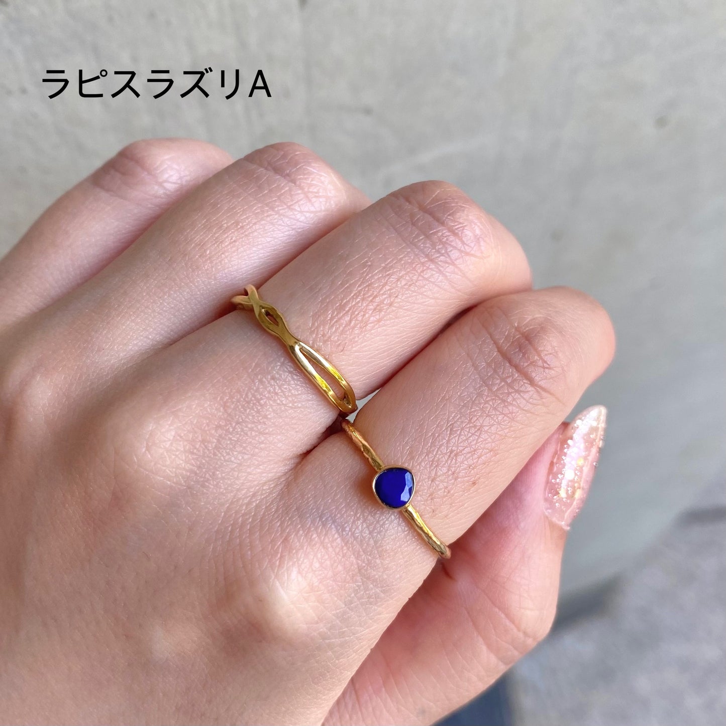 Brass petit ring〈blue2〉