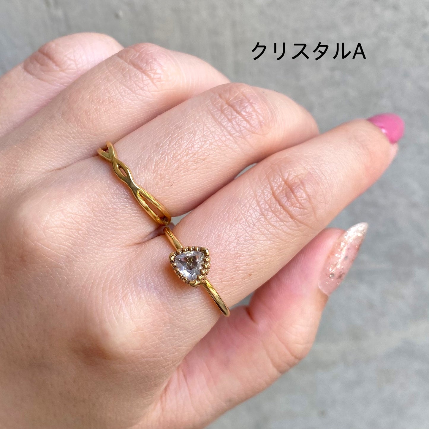 Brass petit ring 〈white/clear〉