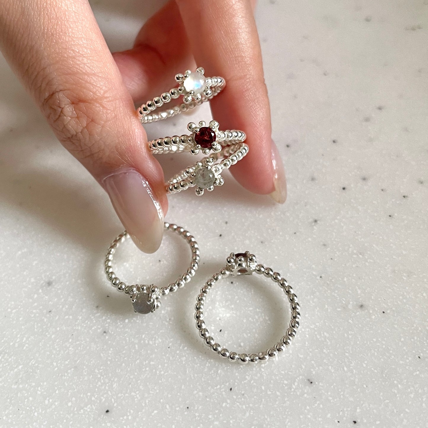 Silver925 1stone tsubu ring