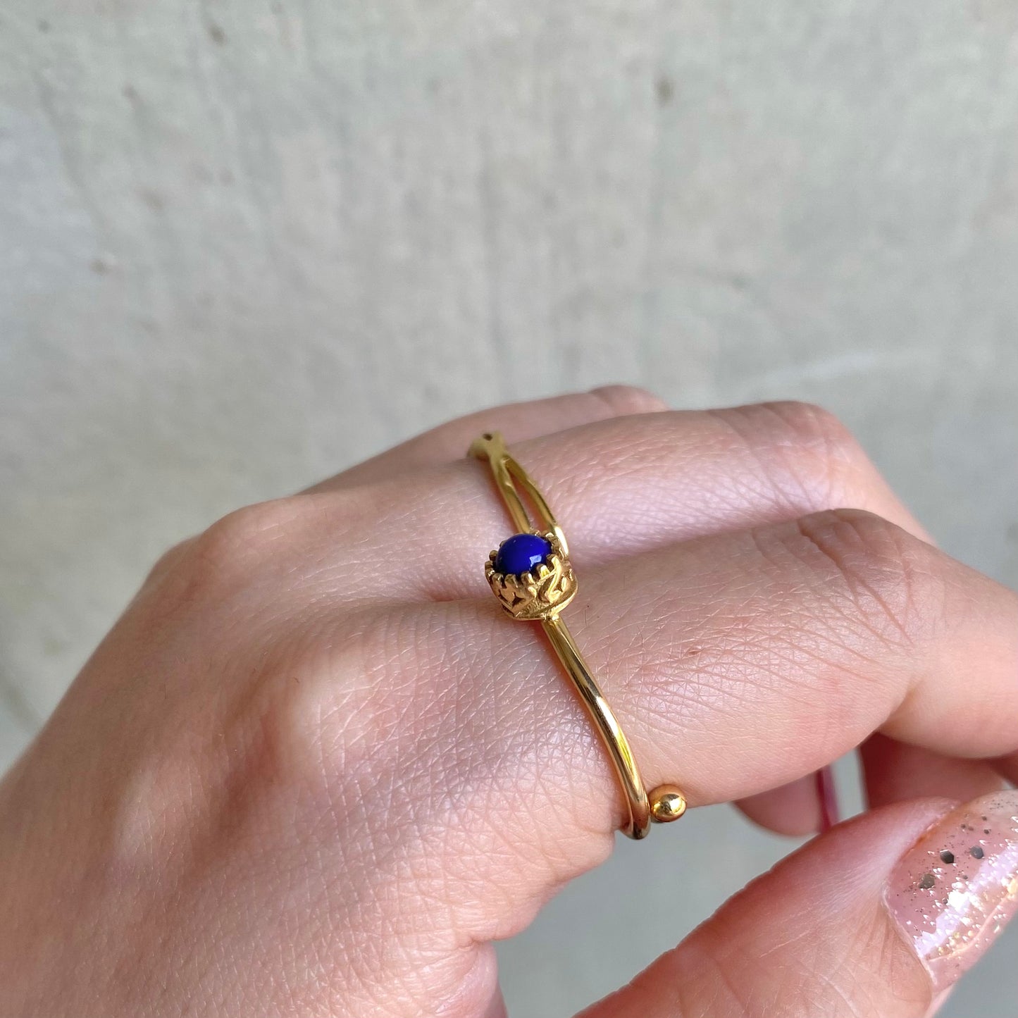 Brass petit ring〈blue2〉