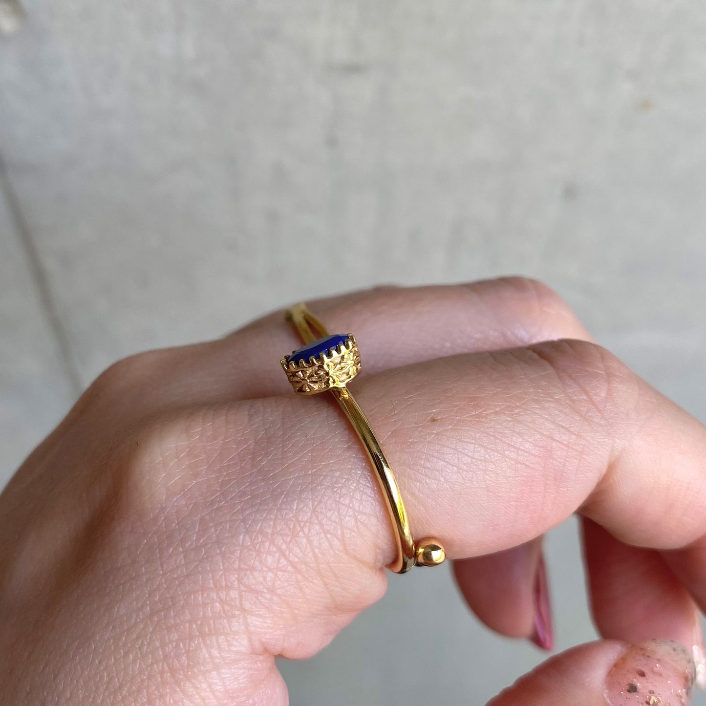 Brass petit ring〈blue2〉