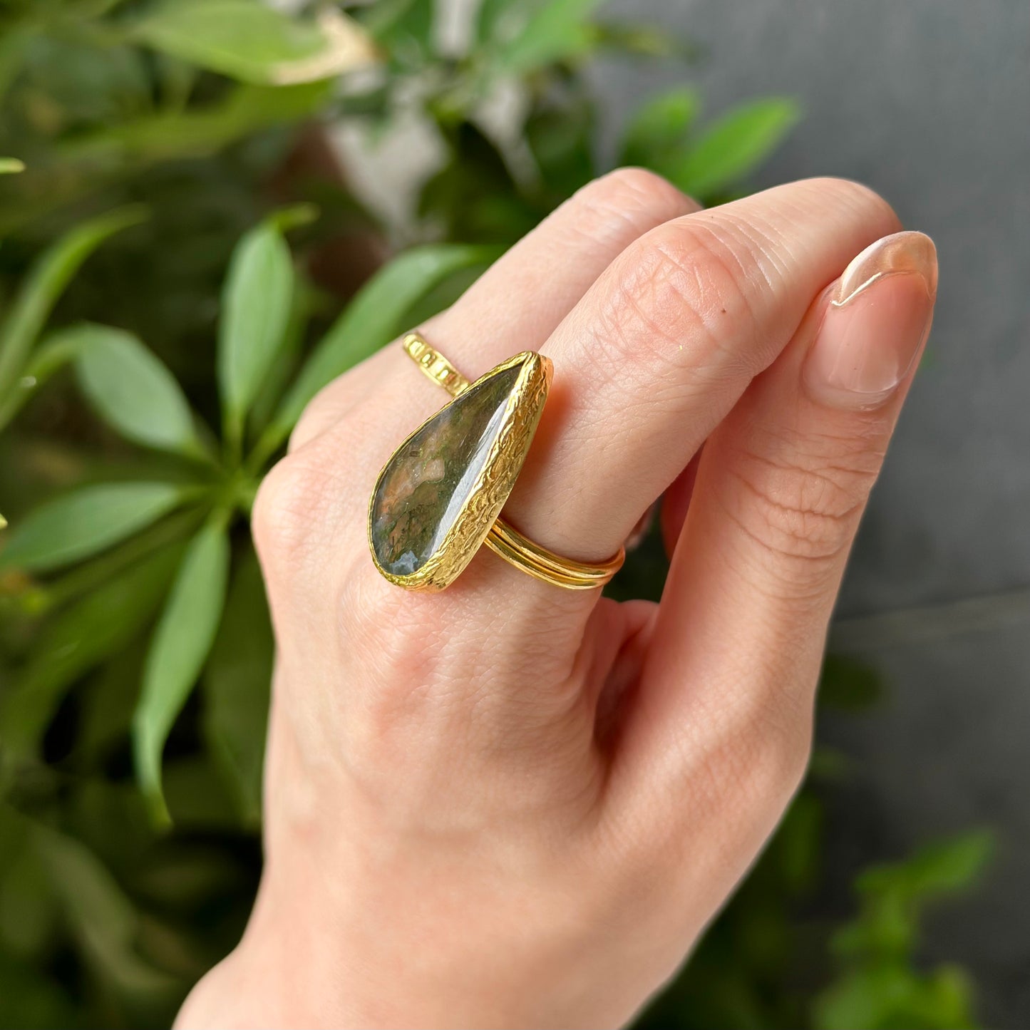 Brass 1stone ring 5
