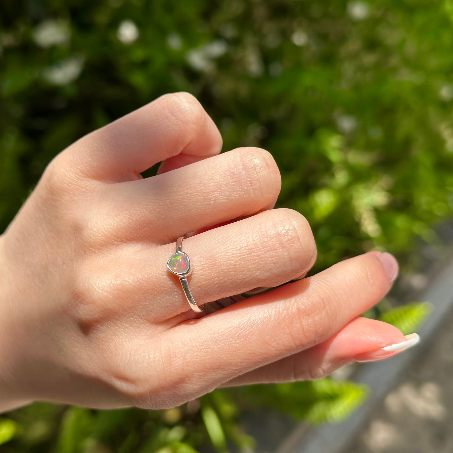 Silver925 heart opal ring 2