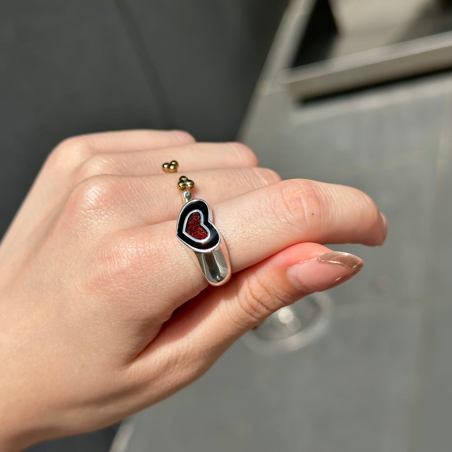 Enamel Heart ring