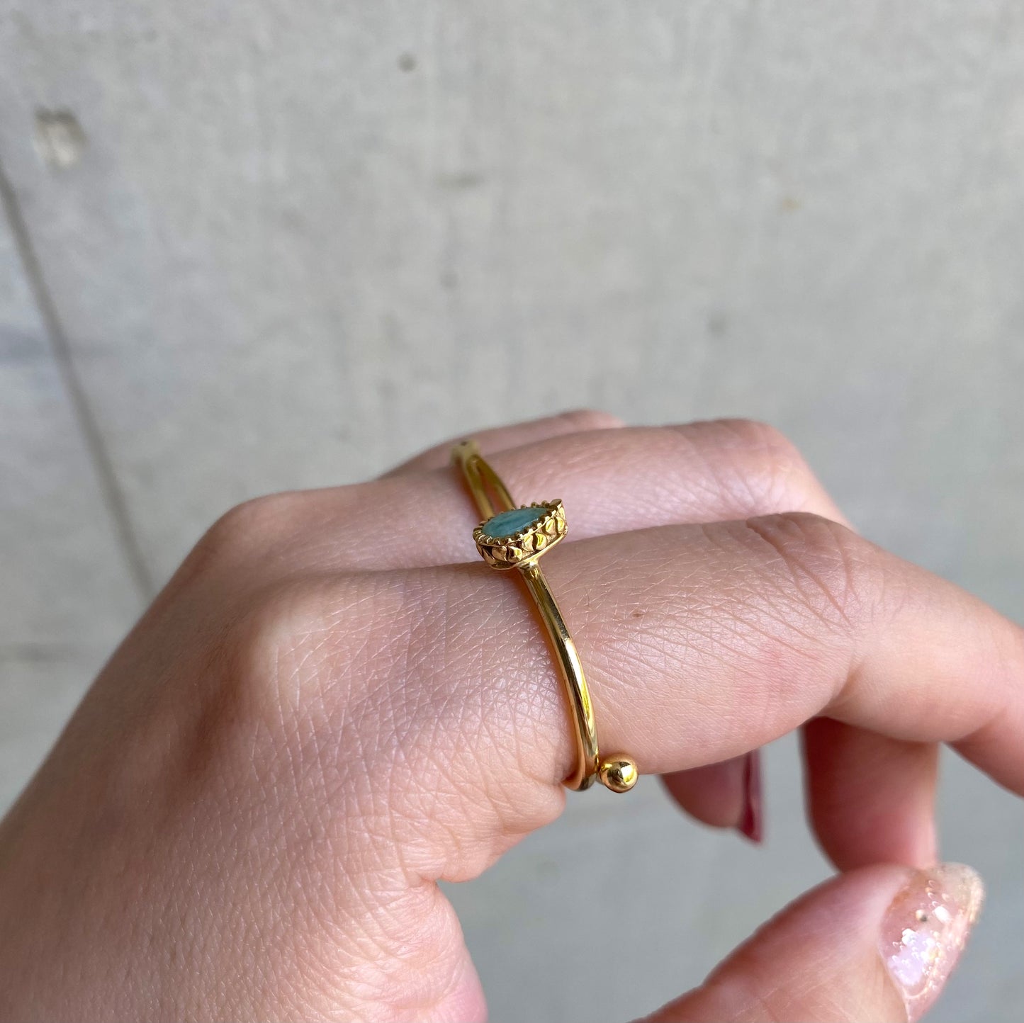 Brass petit ring〈green〉
