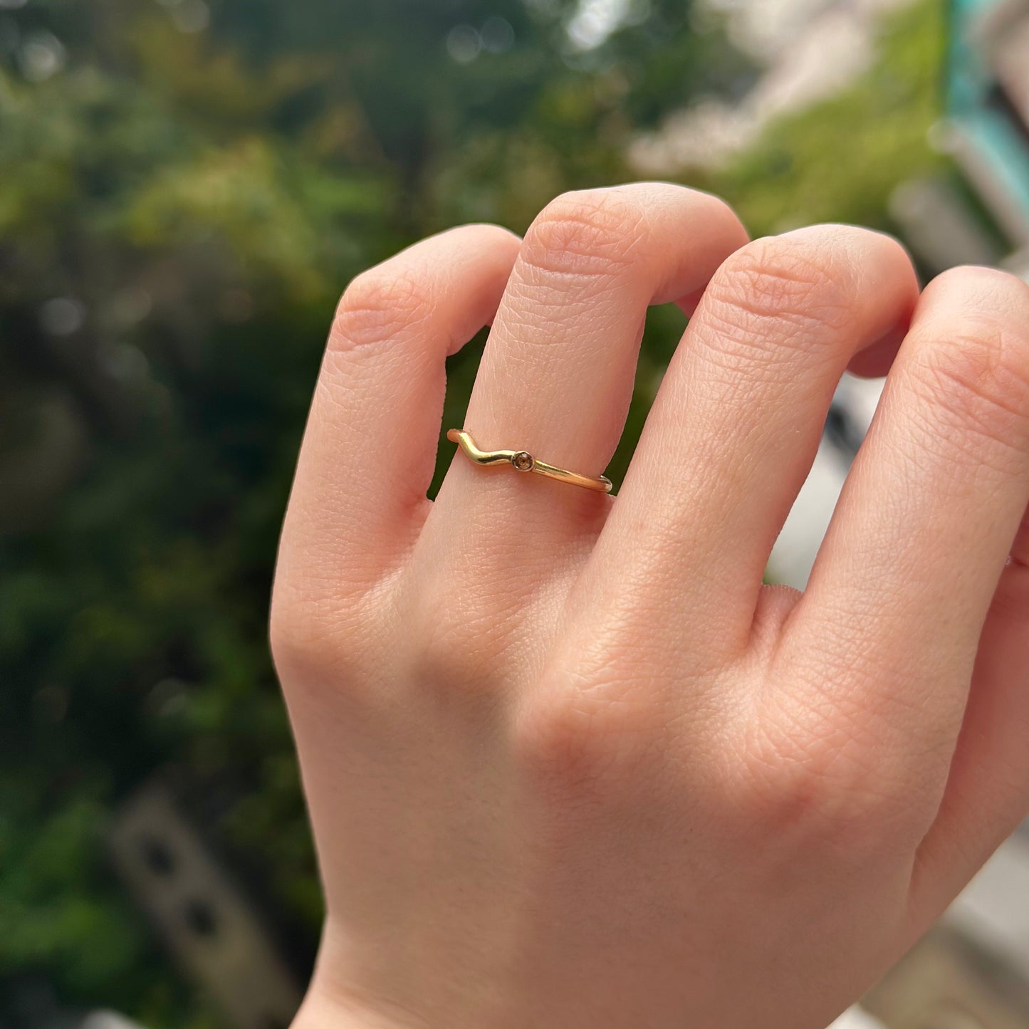 Brass petit wave ring