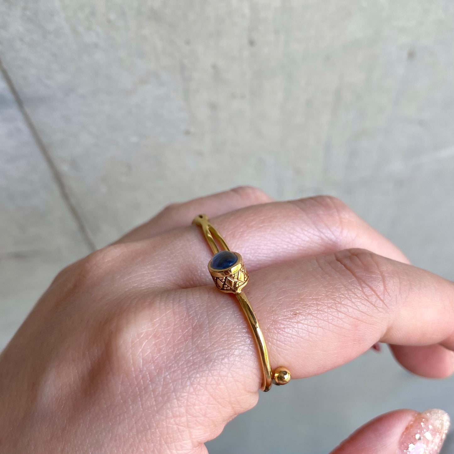 Brass petit ring〈blue1〉