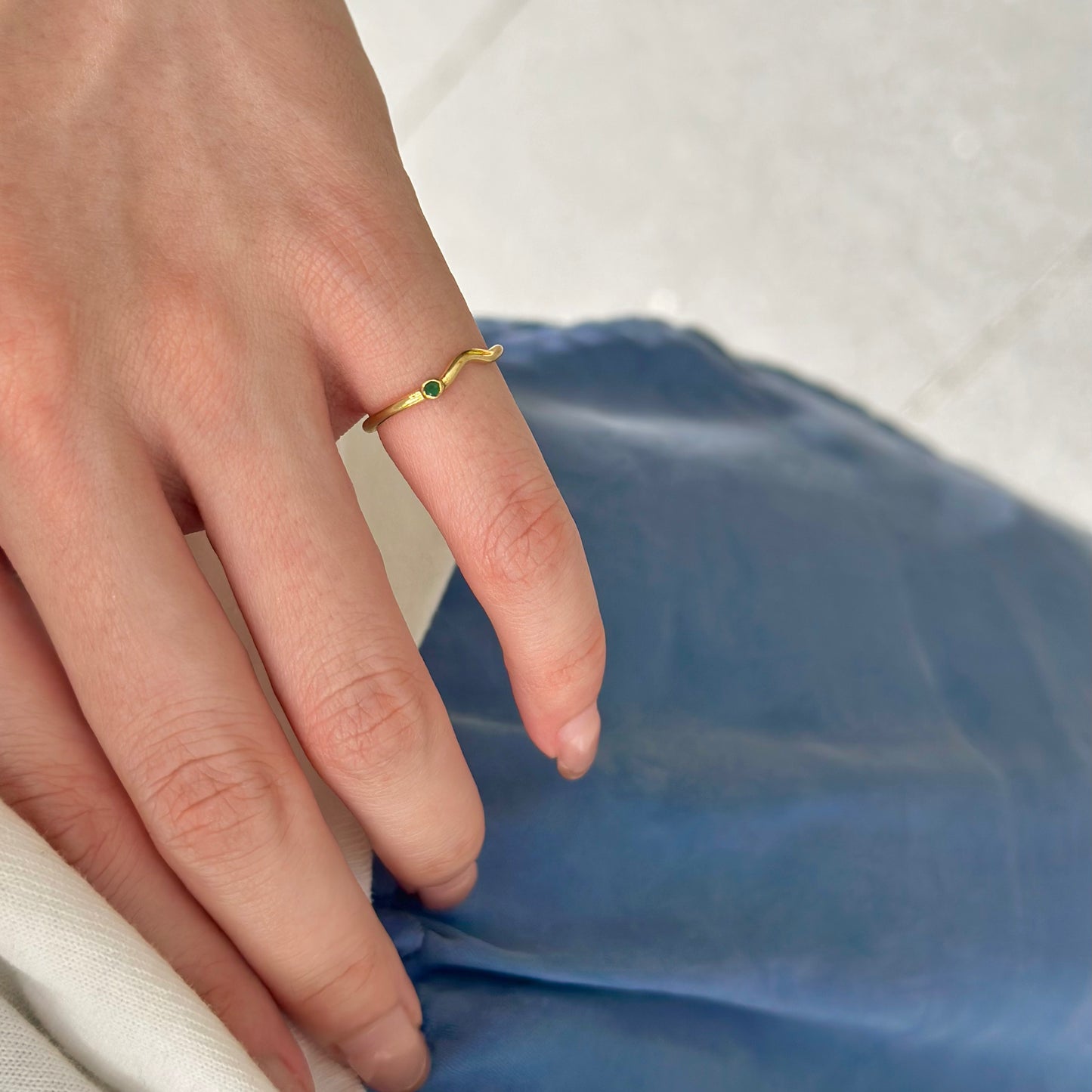 Brass petit wave ring