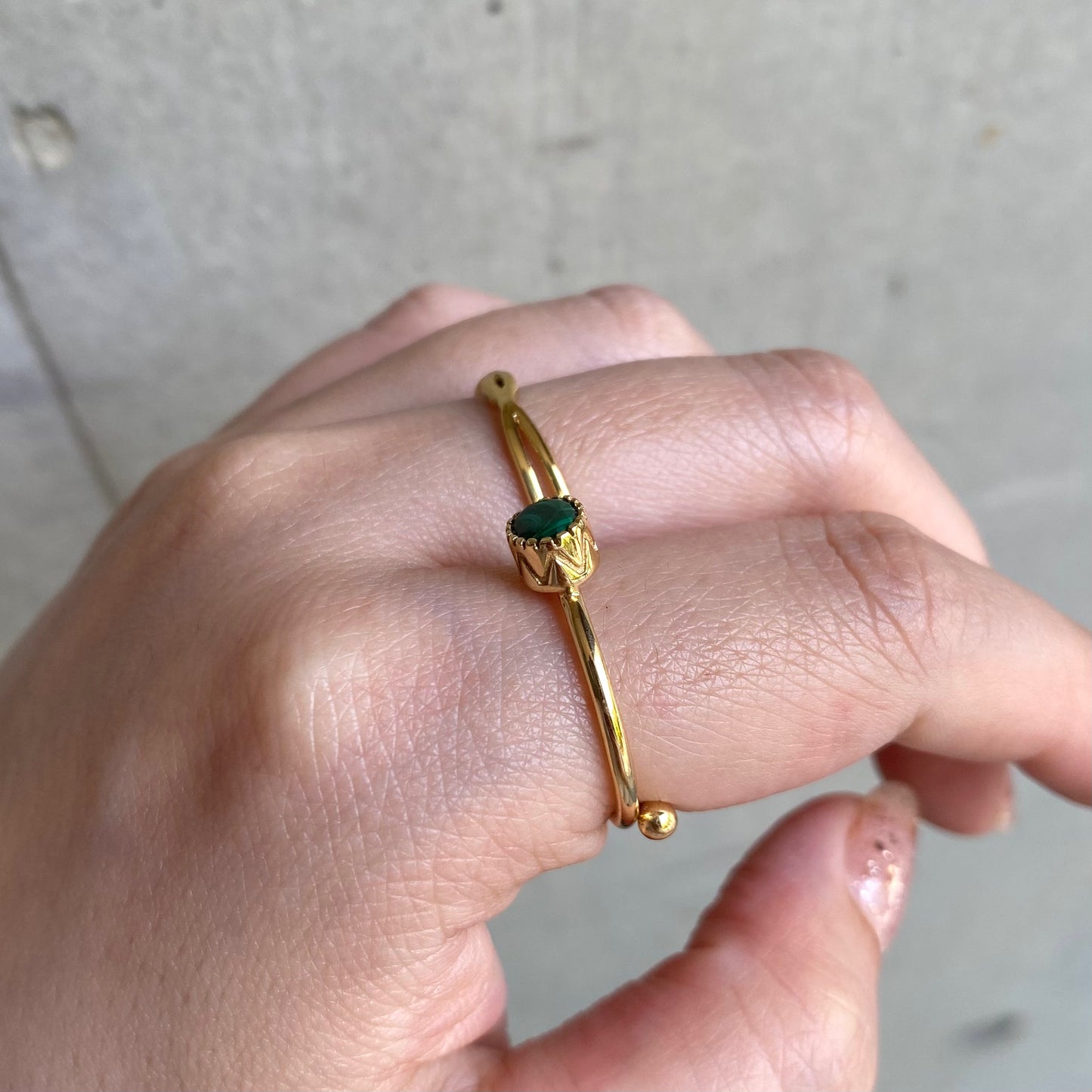 Brass petit ring〈green〉