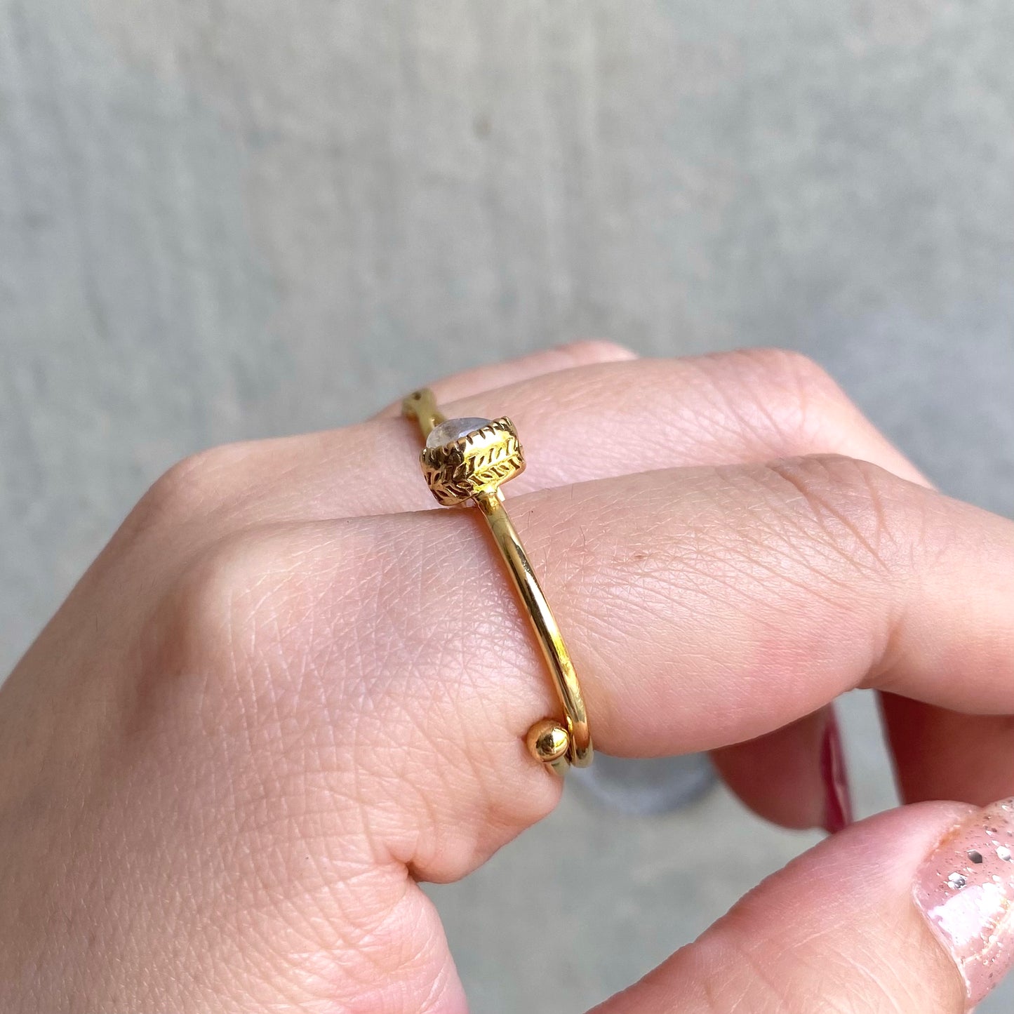 Brass petit ring 〈white/clear〉