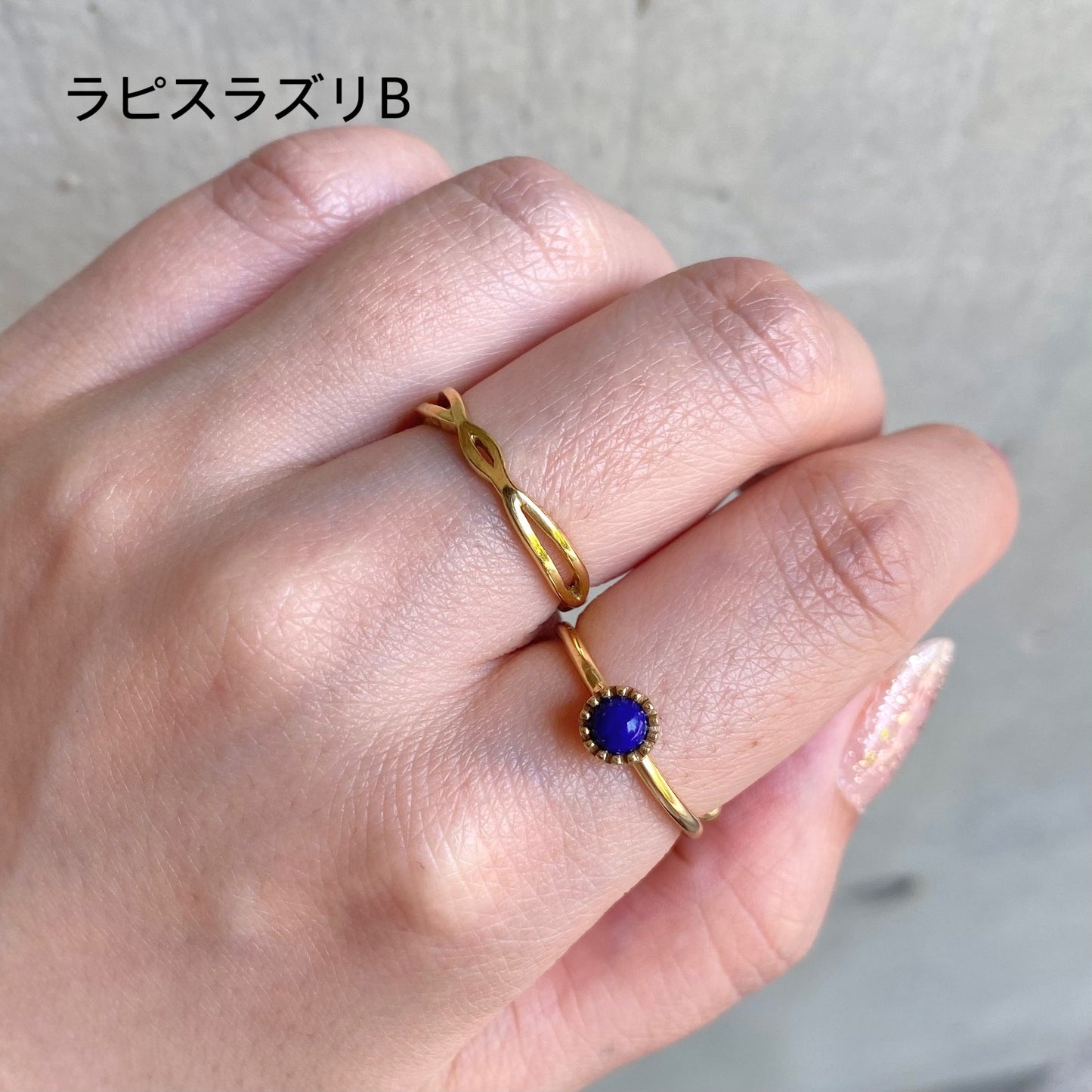 Brass petit ring〈blue2〉