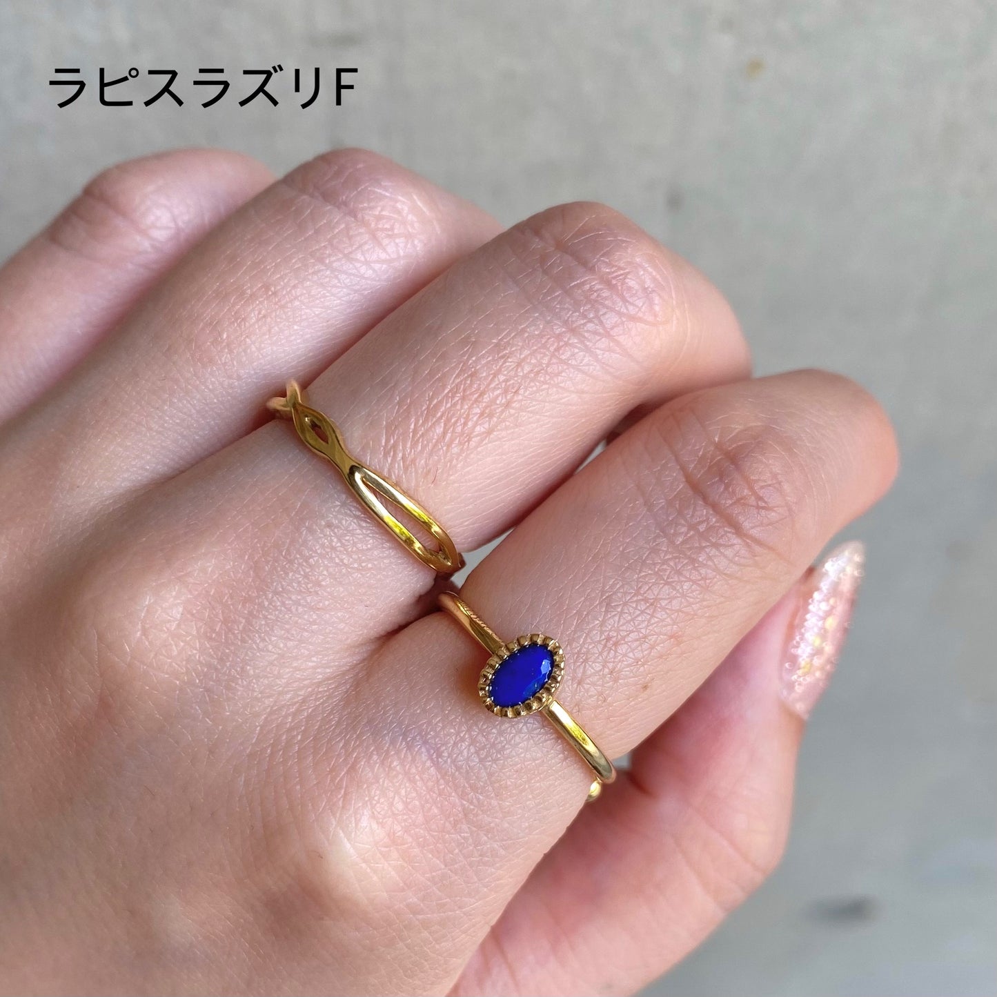 Brass petit ring〈blue2〉