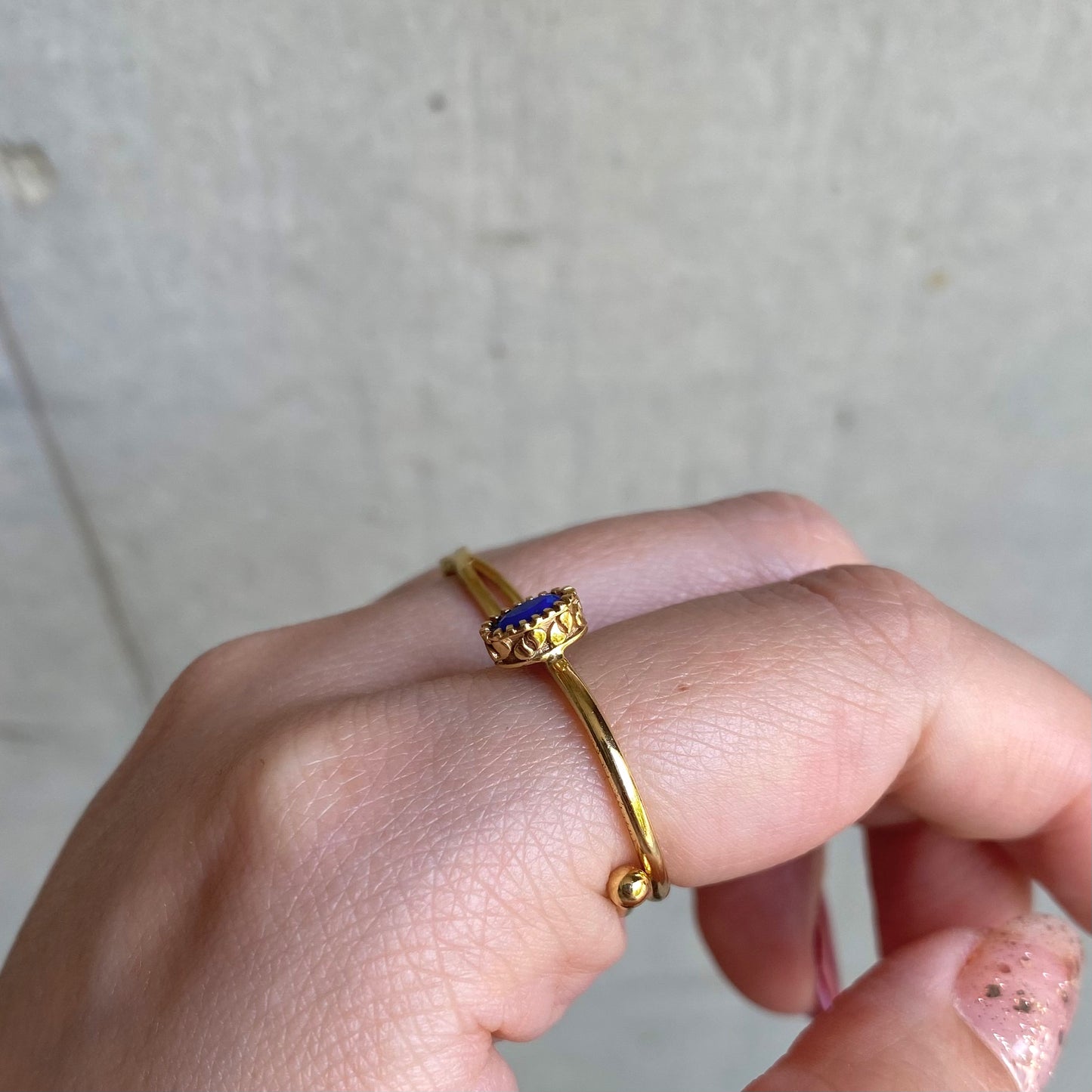 Brass petit ring〈blue2〉