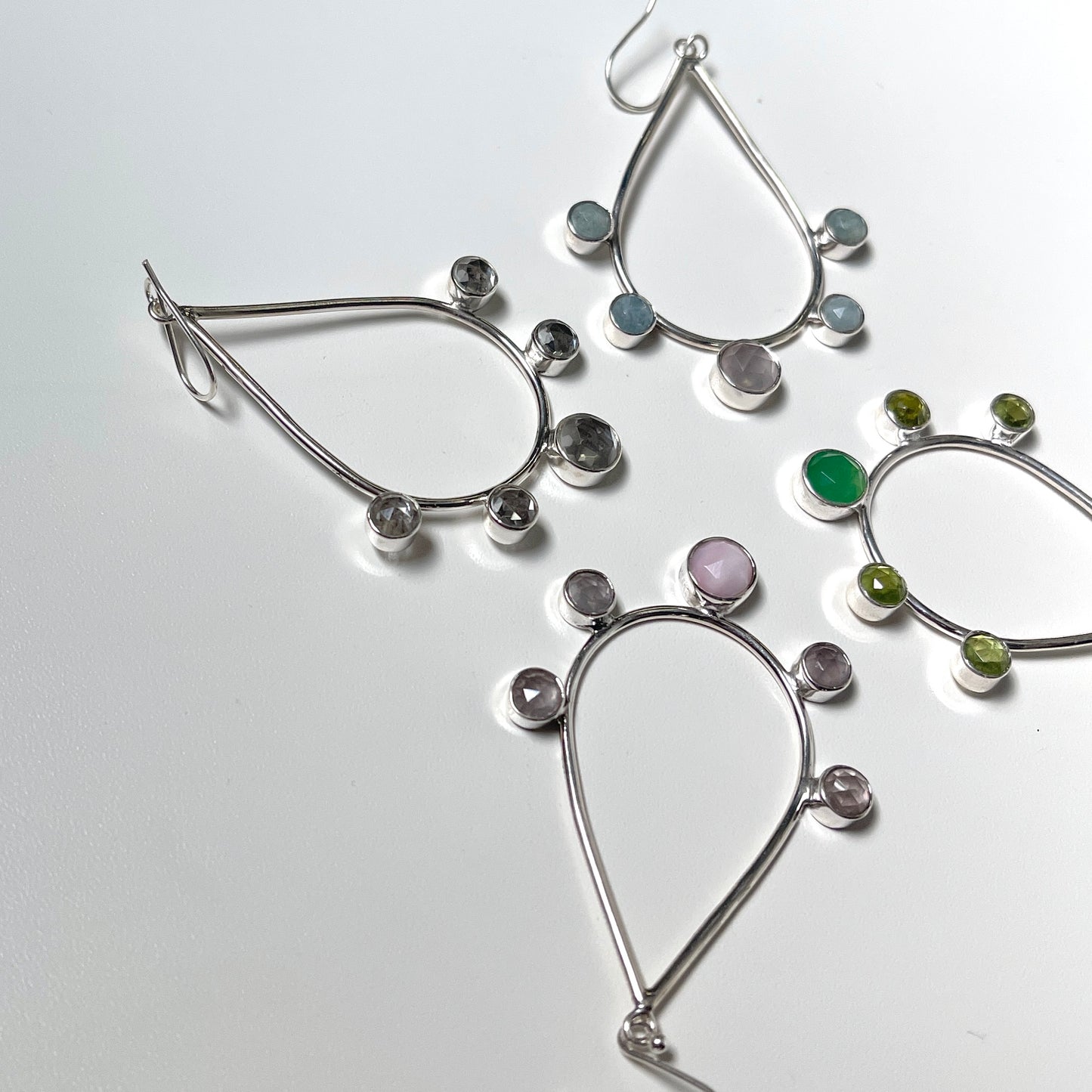 Silver925 Tear drop 5stone pierce