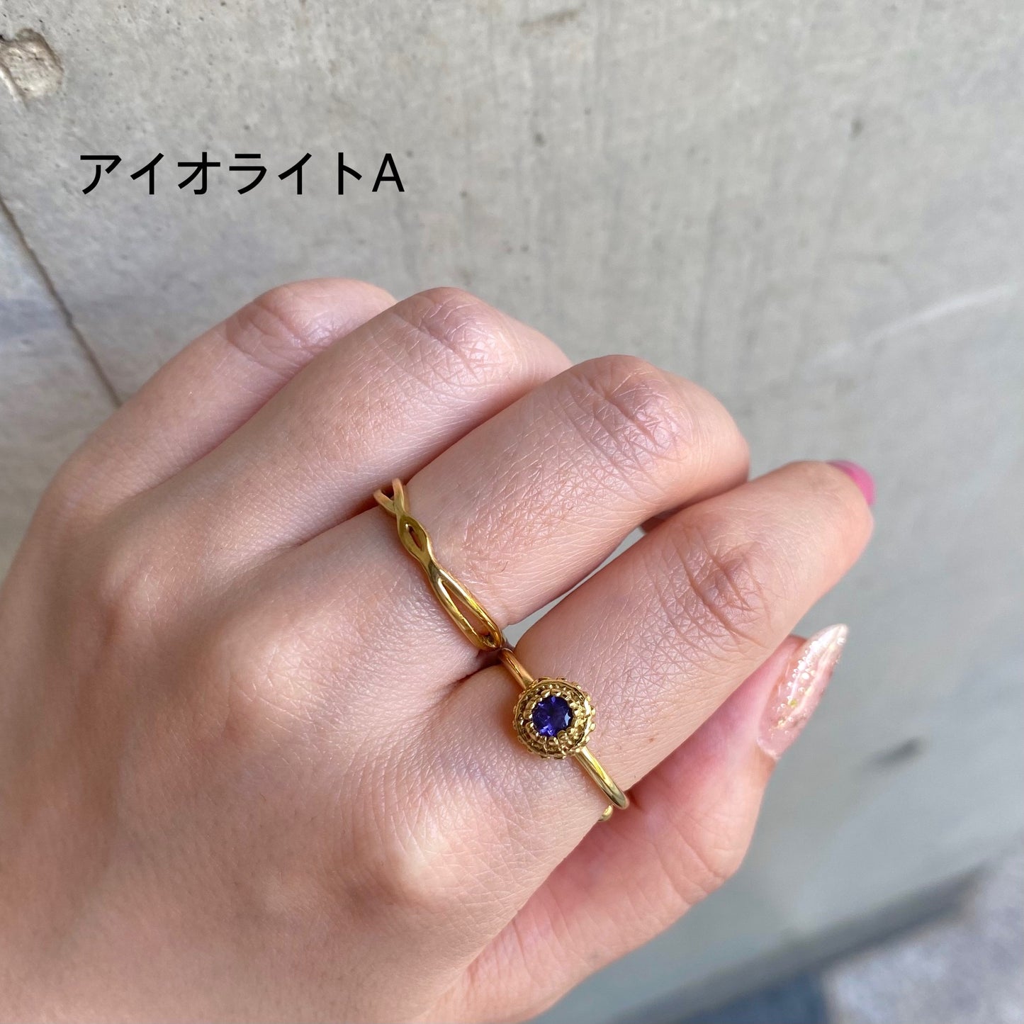 Brass petit ring〈blue1〉
