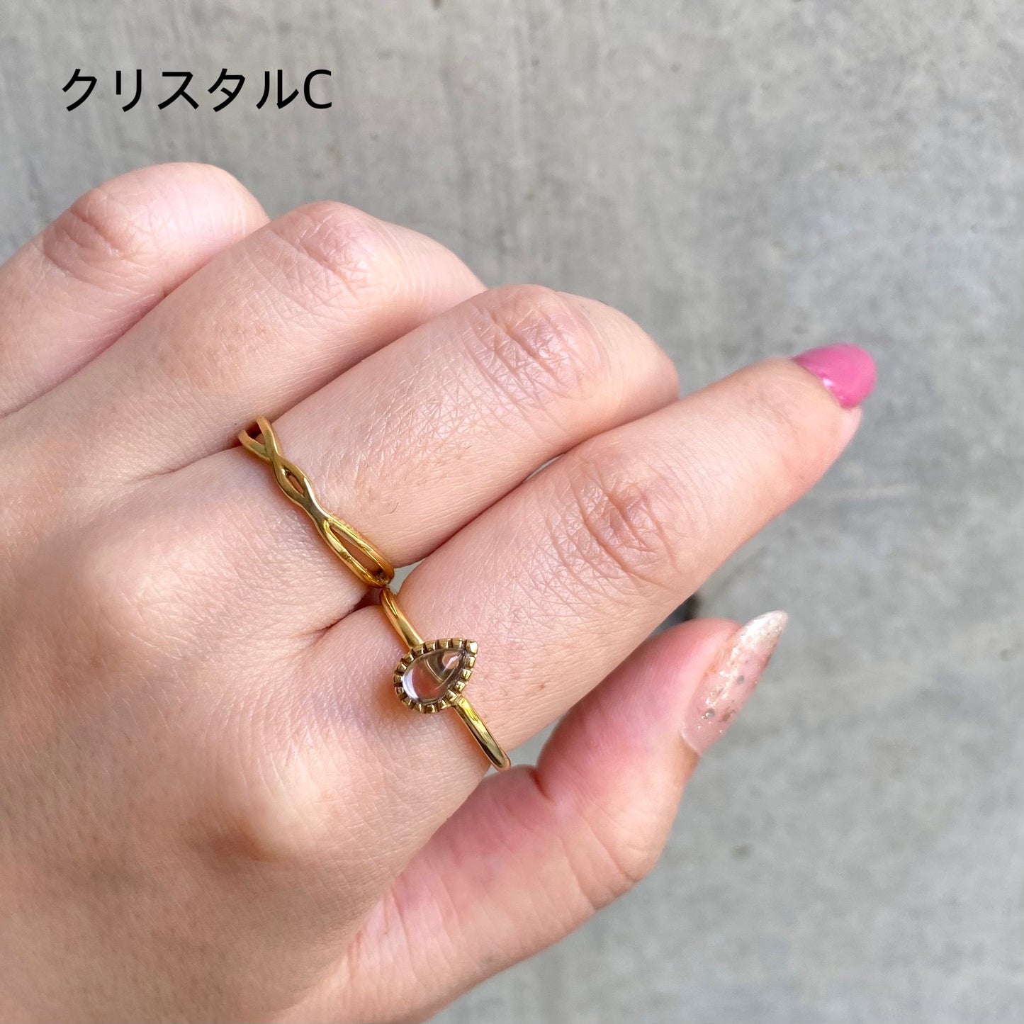 Brass petit ring 〈white/clear〉