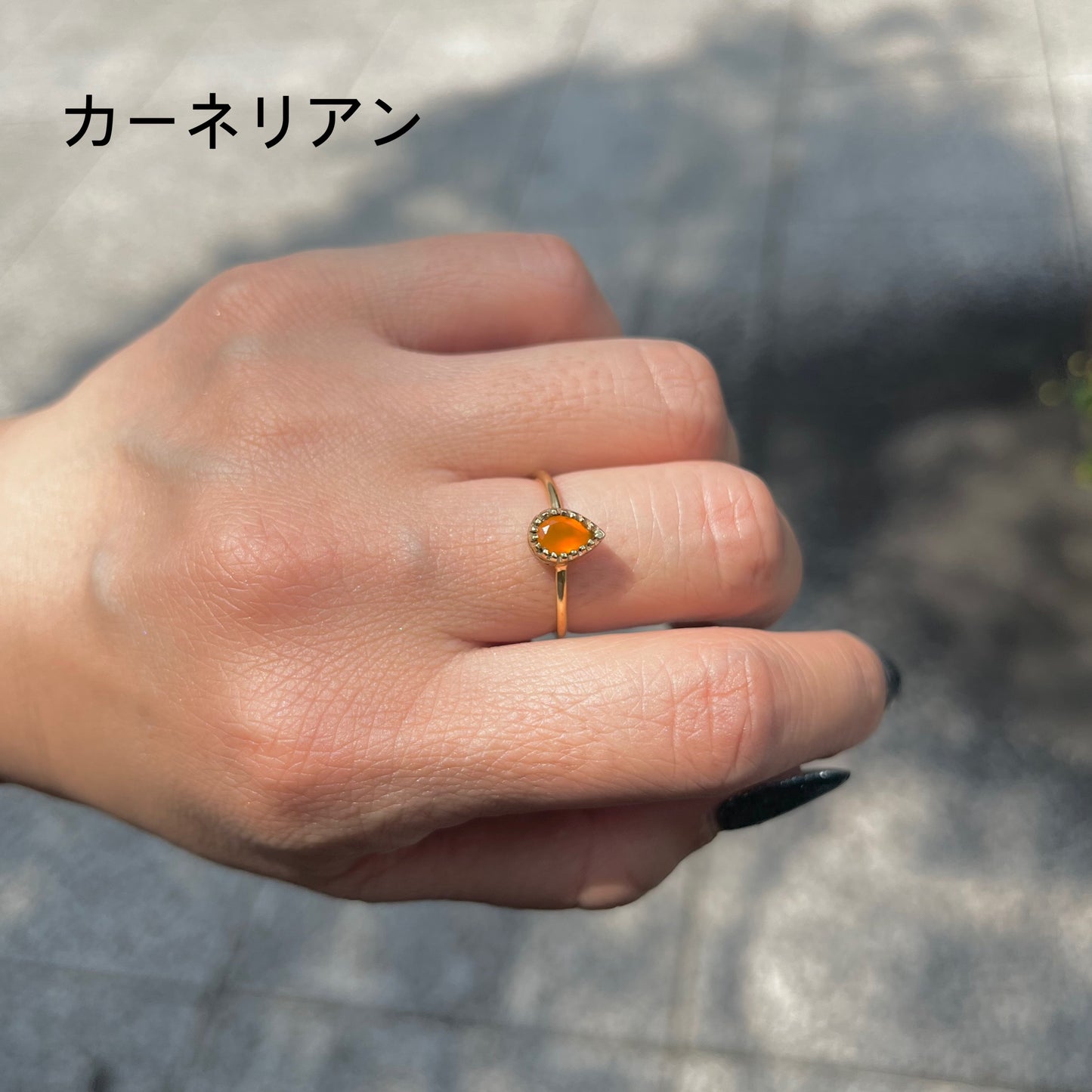 Brass petit ring〈drop〉