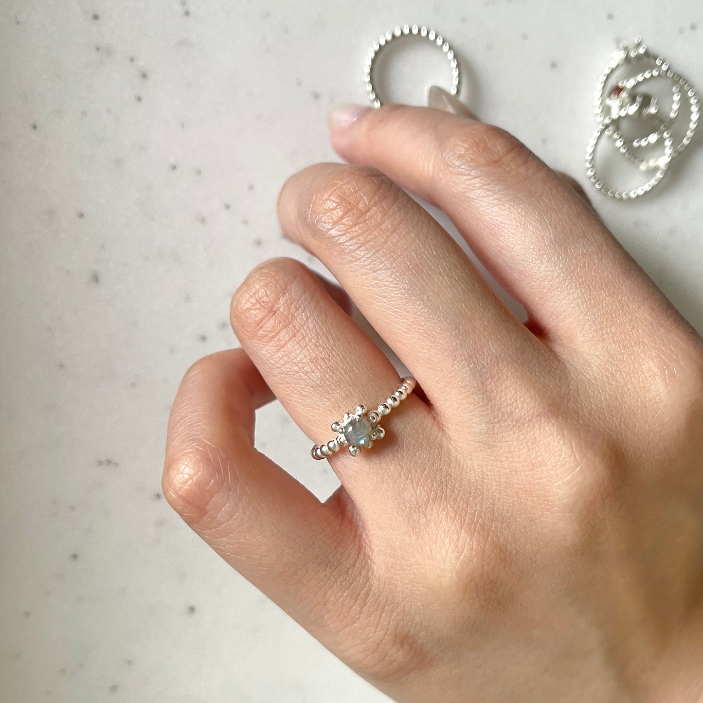 Silver925 1stone tsubu ring