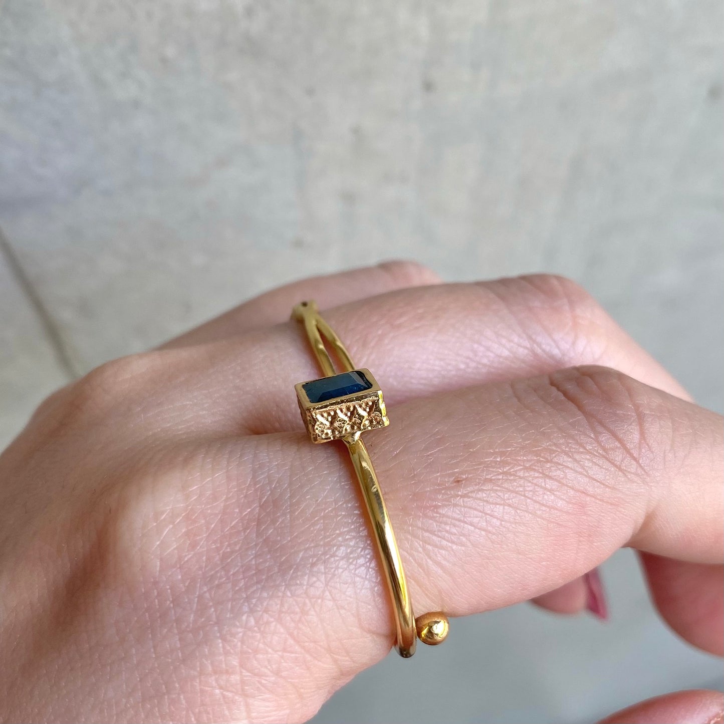 Brass petit ring〈blue1〉