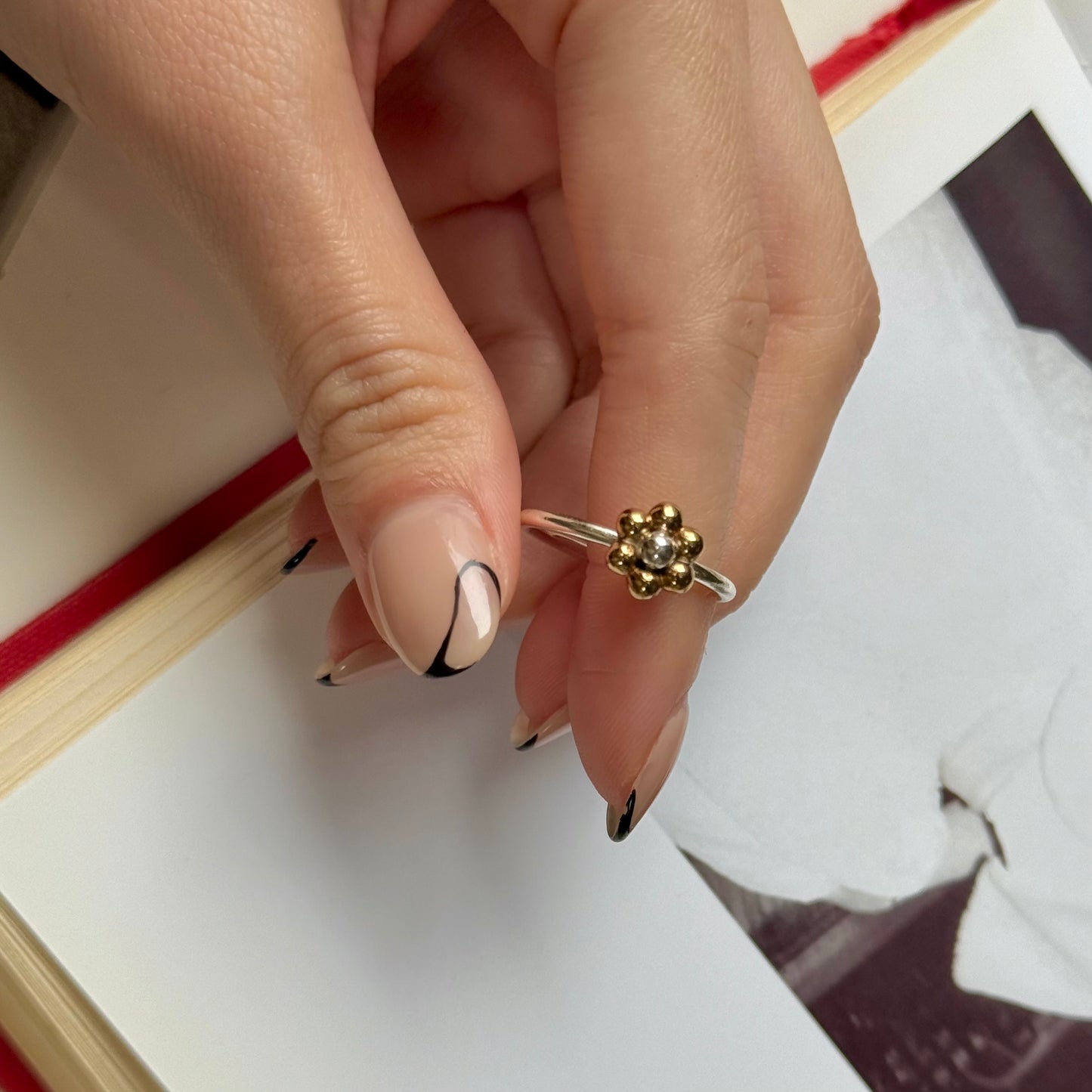 Flower plain ring 4