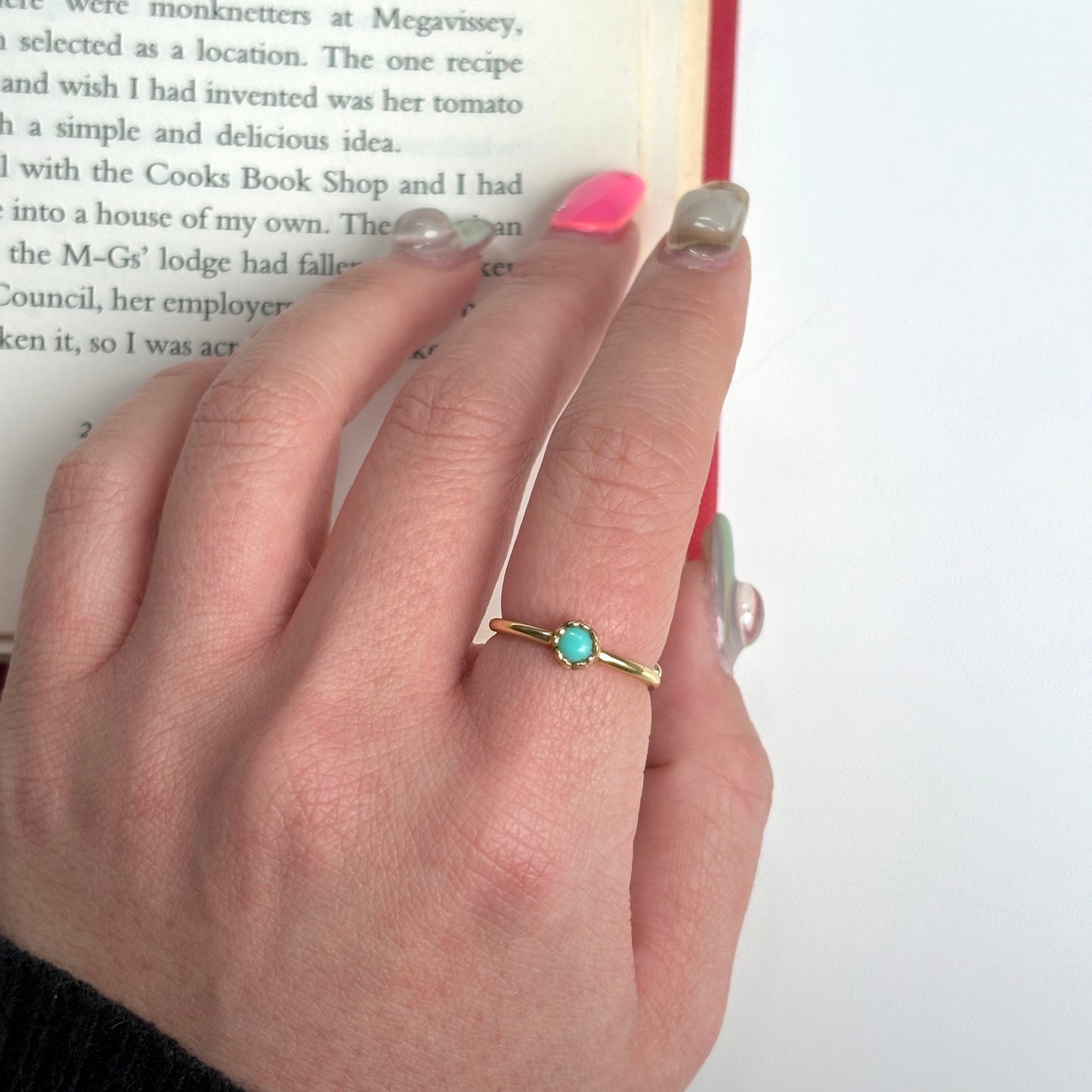 Brass petit ring〈Turquoise〉