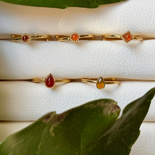 Brass petit ring〈Carnelian〉