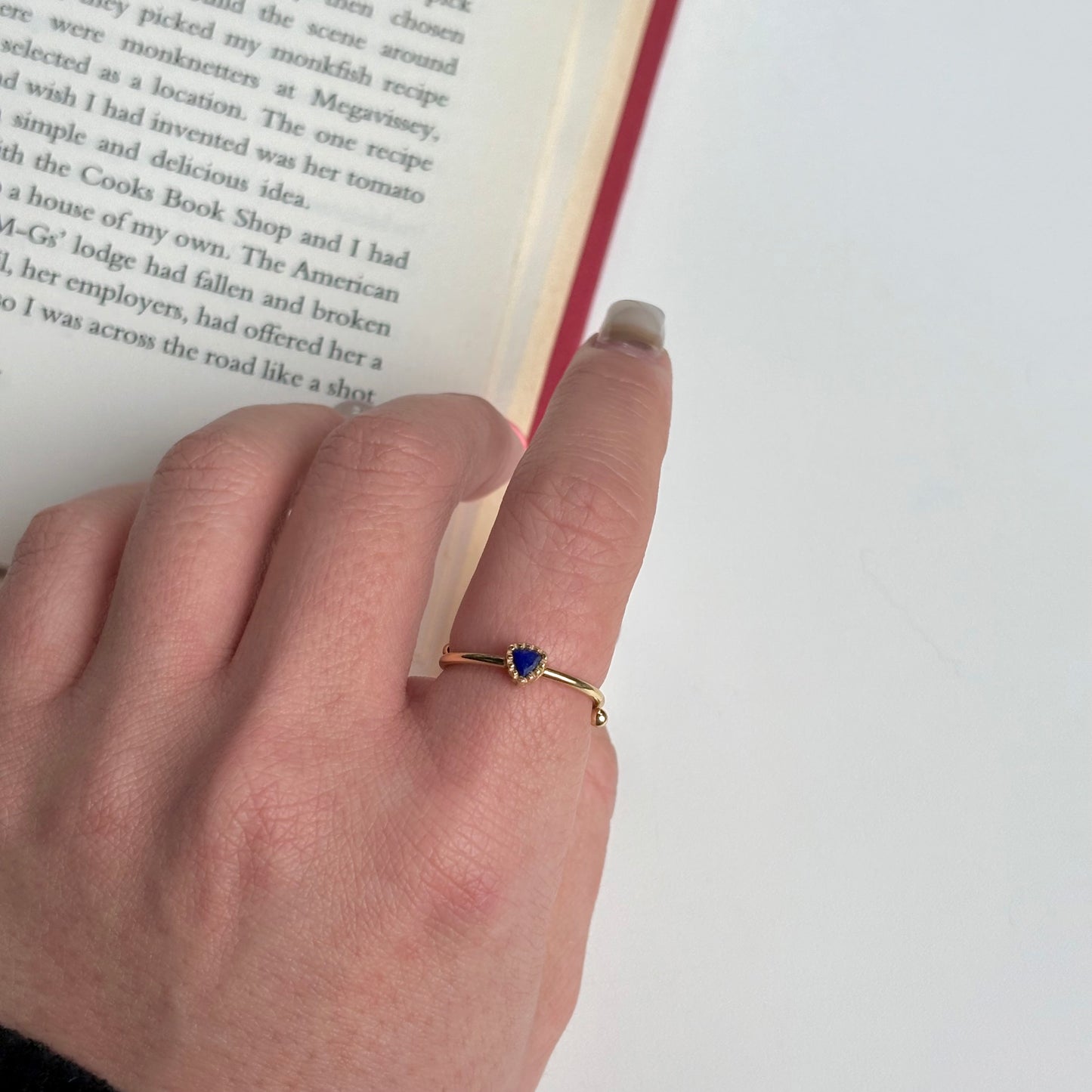 Brass petit ring〈Lapis lazuli〉