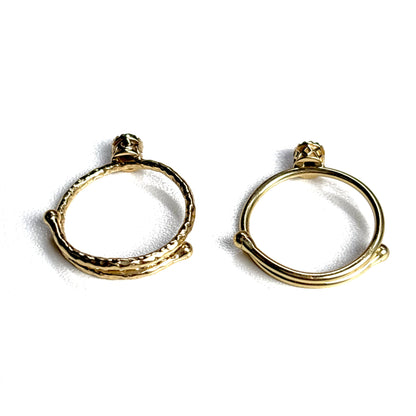 Brass petit ring〈Purple Labradorite〉