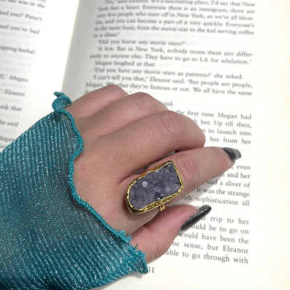 Brass 1stone ring 《Druzy》