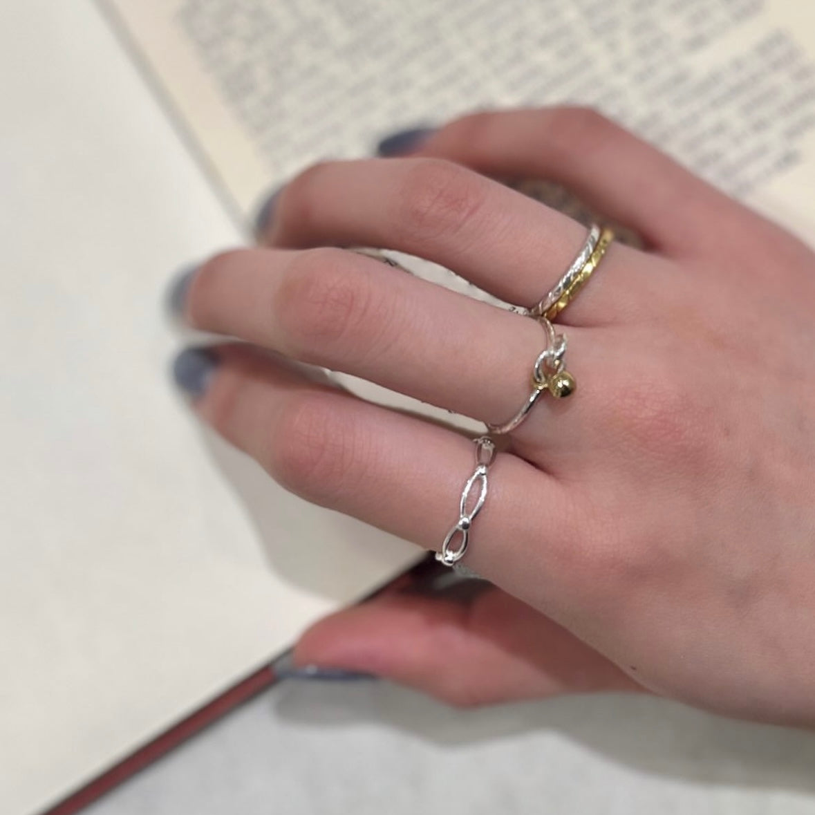 Silver925×Brass plain ring 〈Ball〉20