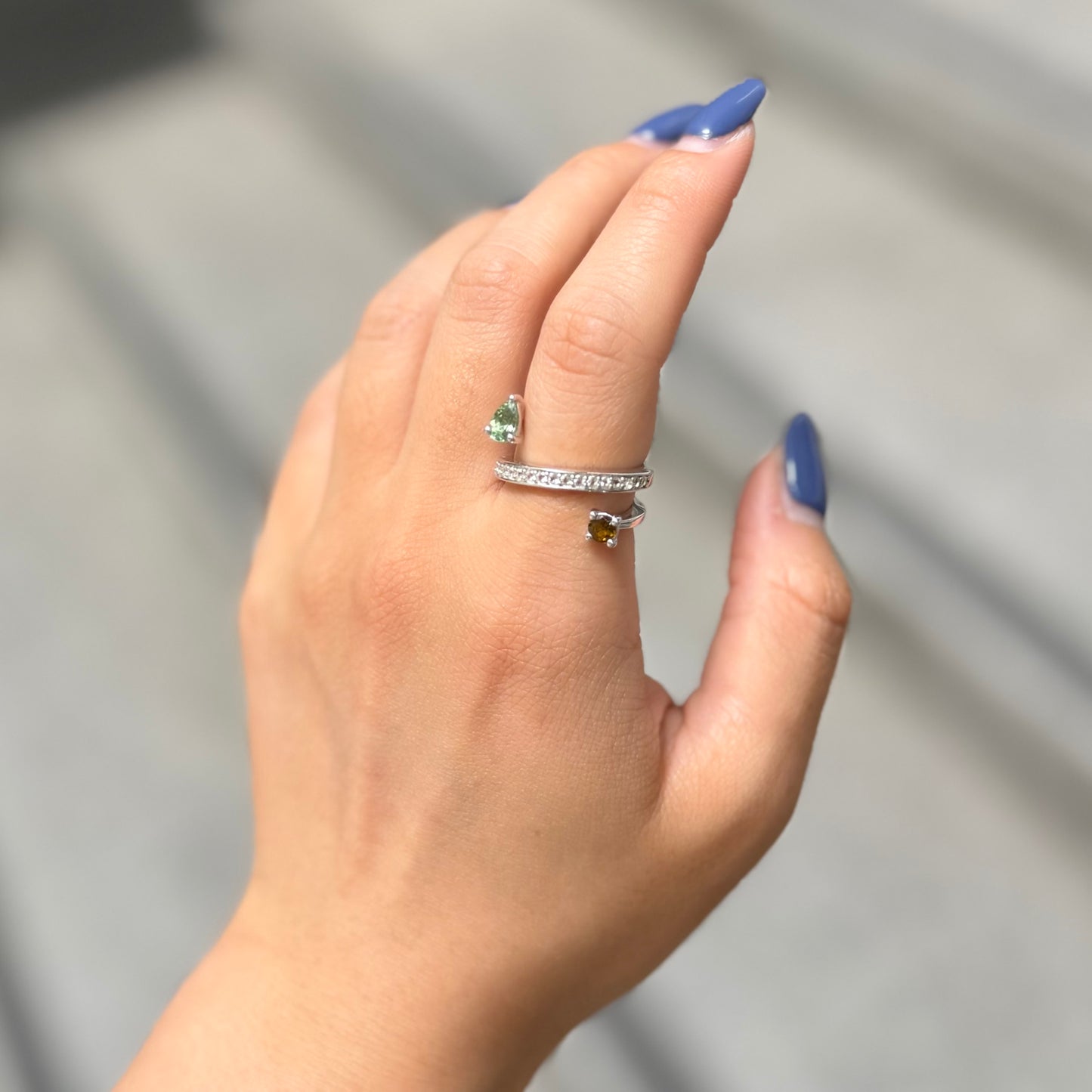 【Biju mam poco】Mulch tourmaline × white topaz ring