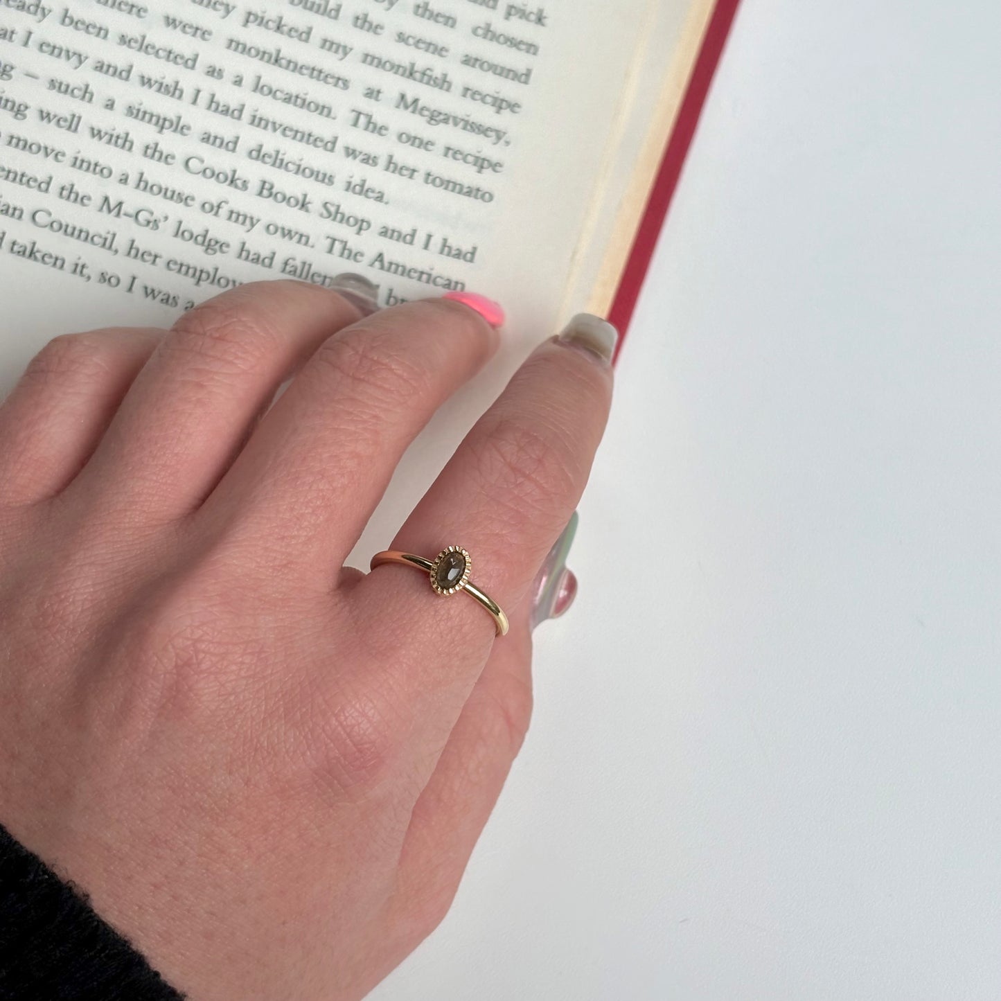 Brass petit ring〈Purple Labradorite〉