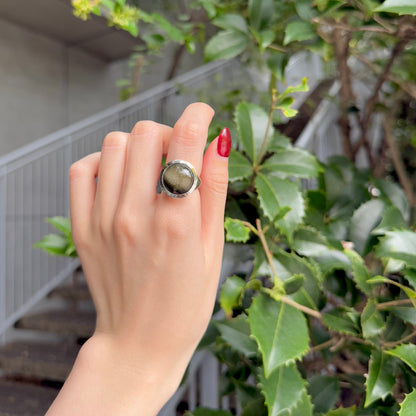 Gold sheen obsidian ring