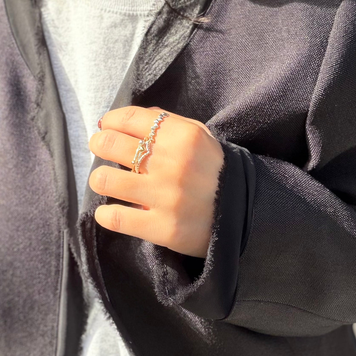 Silver925×brass Heart plain ring