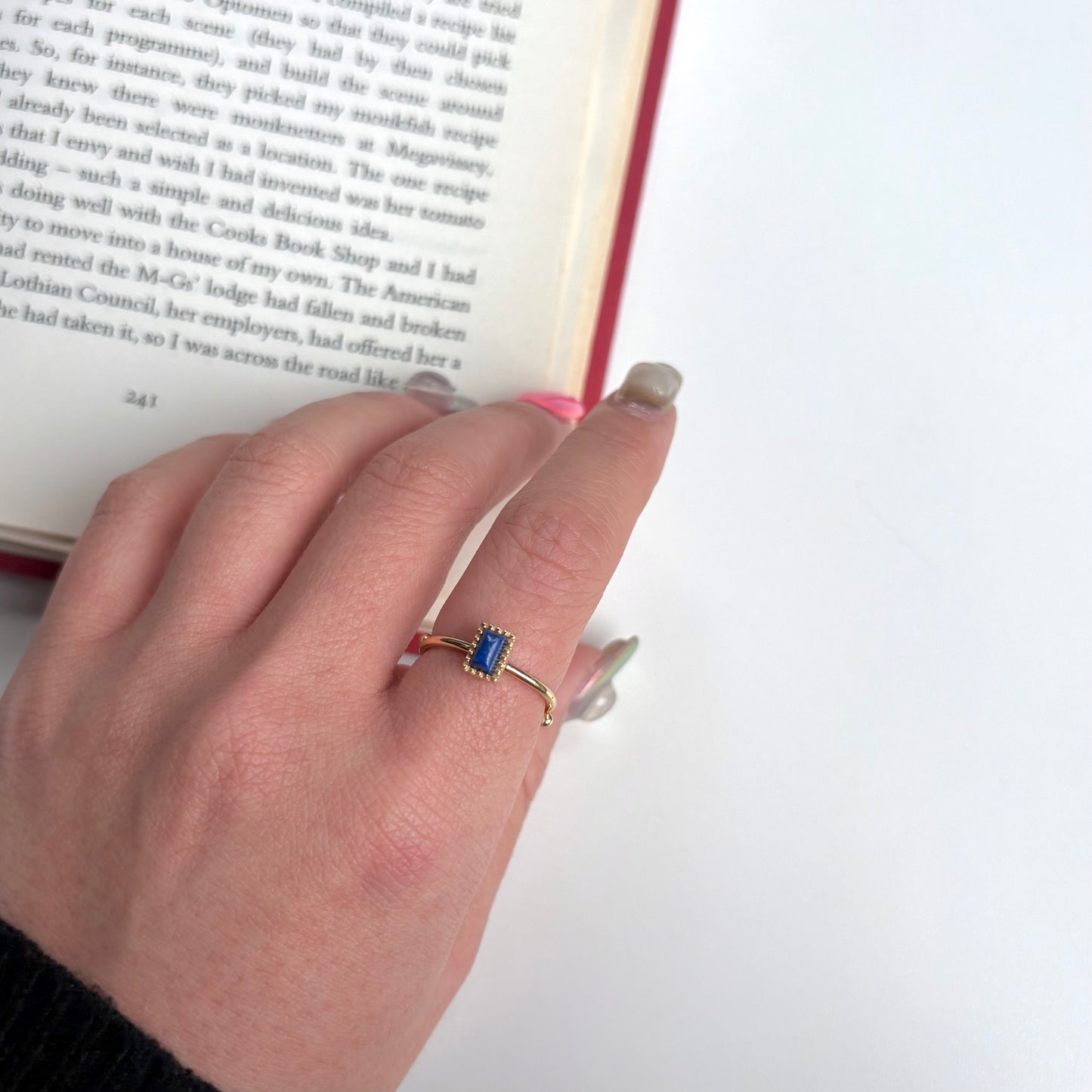 Brass petit ring〈Lapis lazuli〉